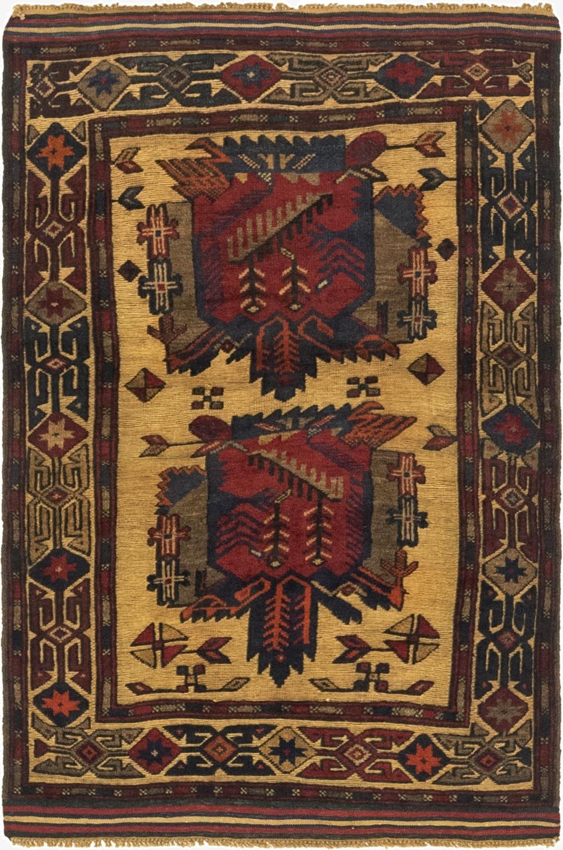  3' 2 x 4' 8  Hand Knotted Sumak Wool Rug