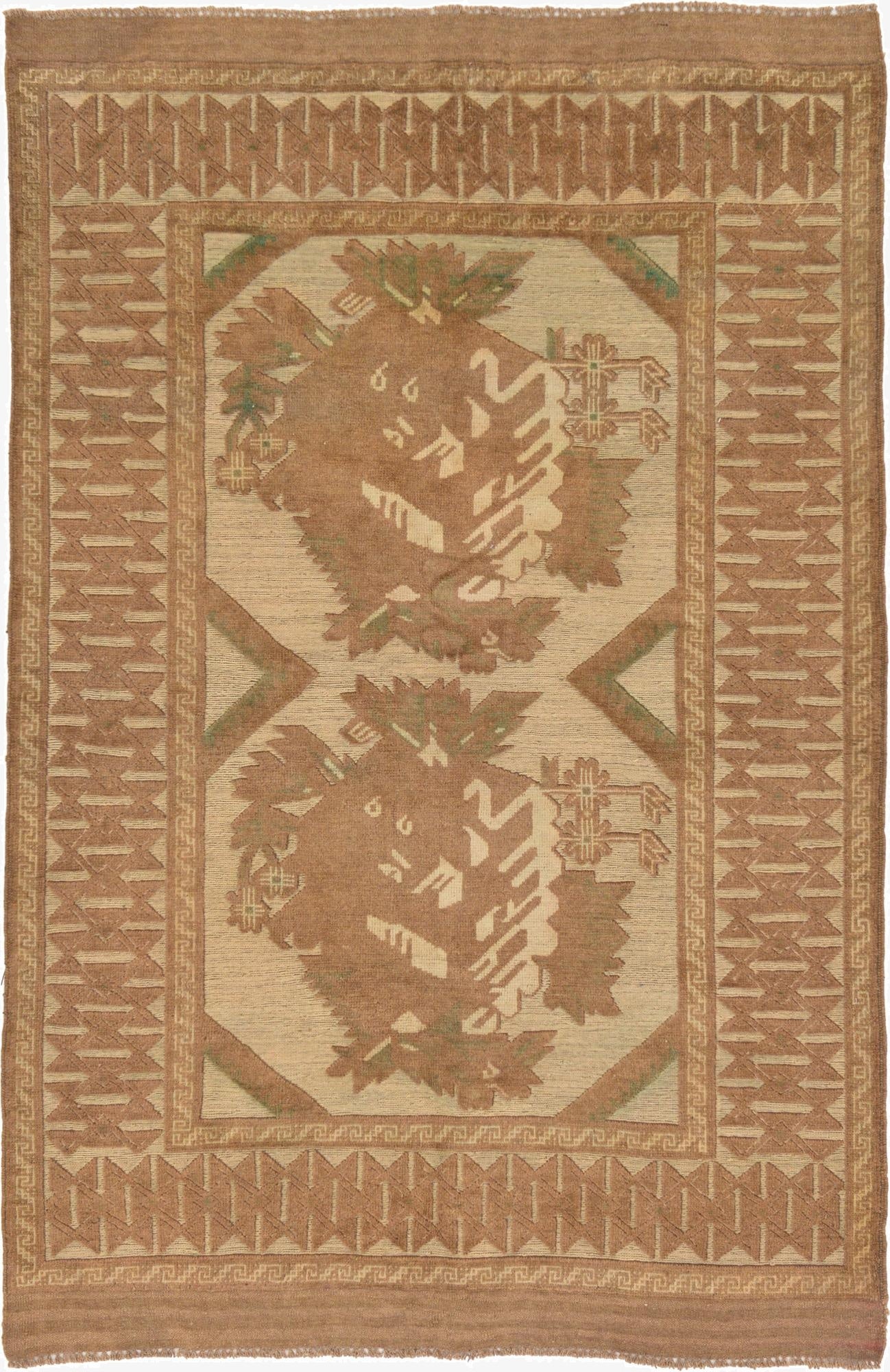  4' 3 x 6' 5  Hand Woven Sumak Wool Rug