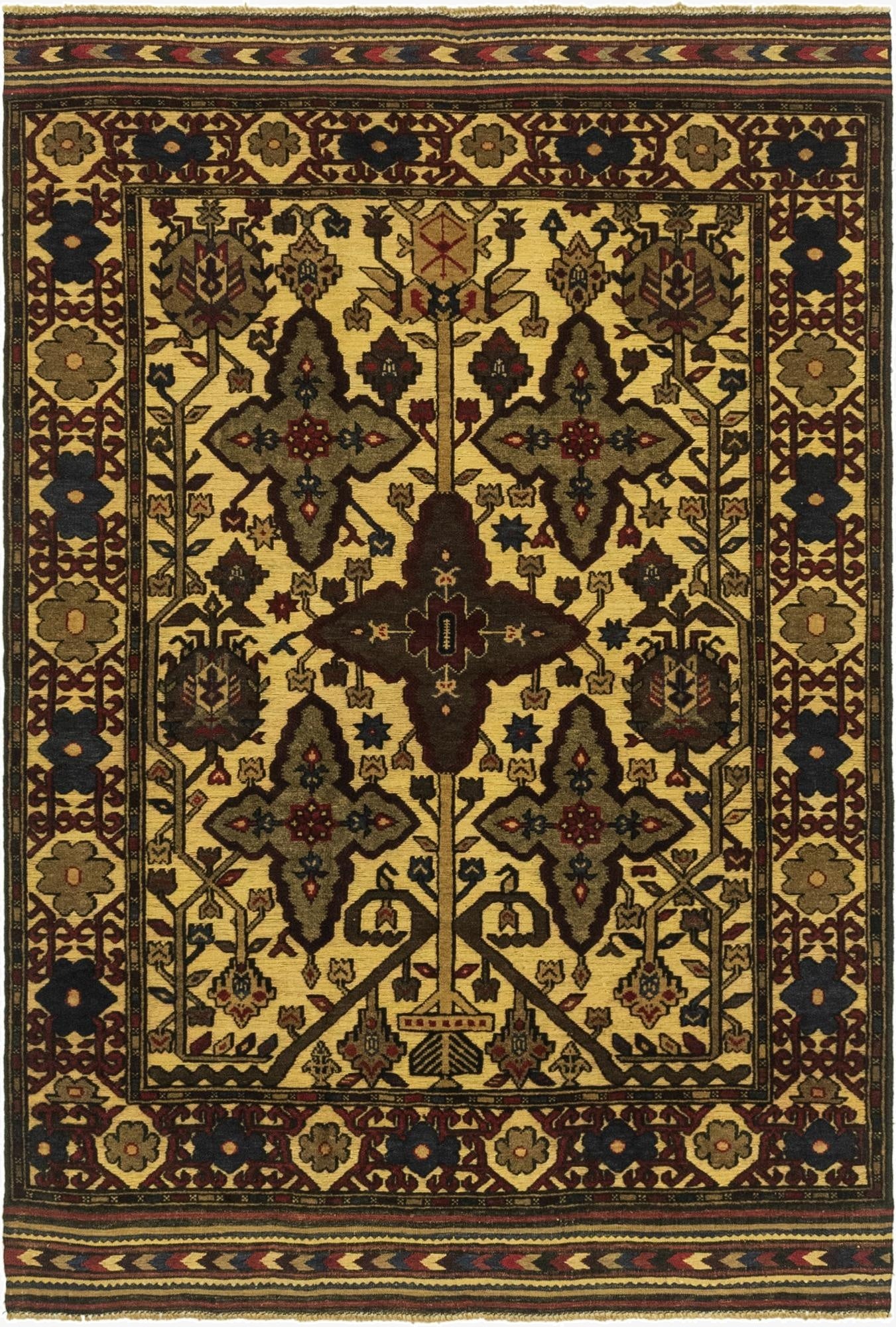  4' 2 x 6' 4  Hand Knotted Sumak Wool Rug