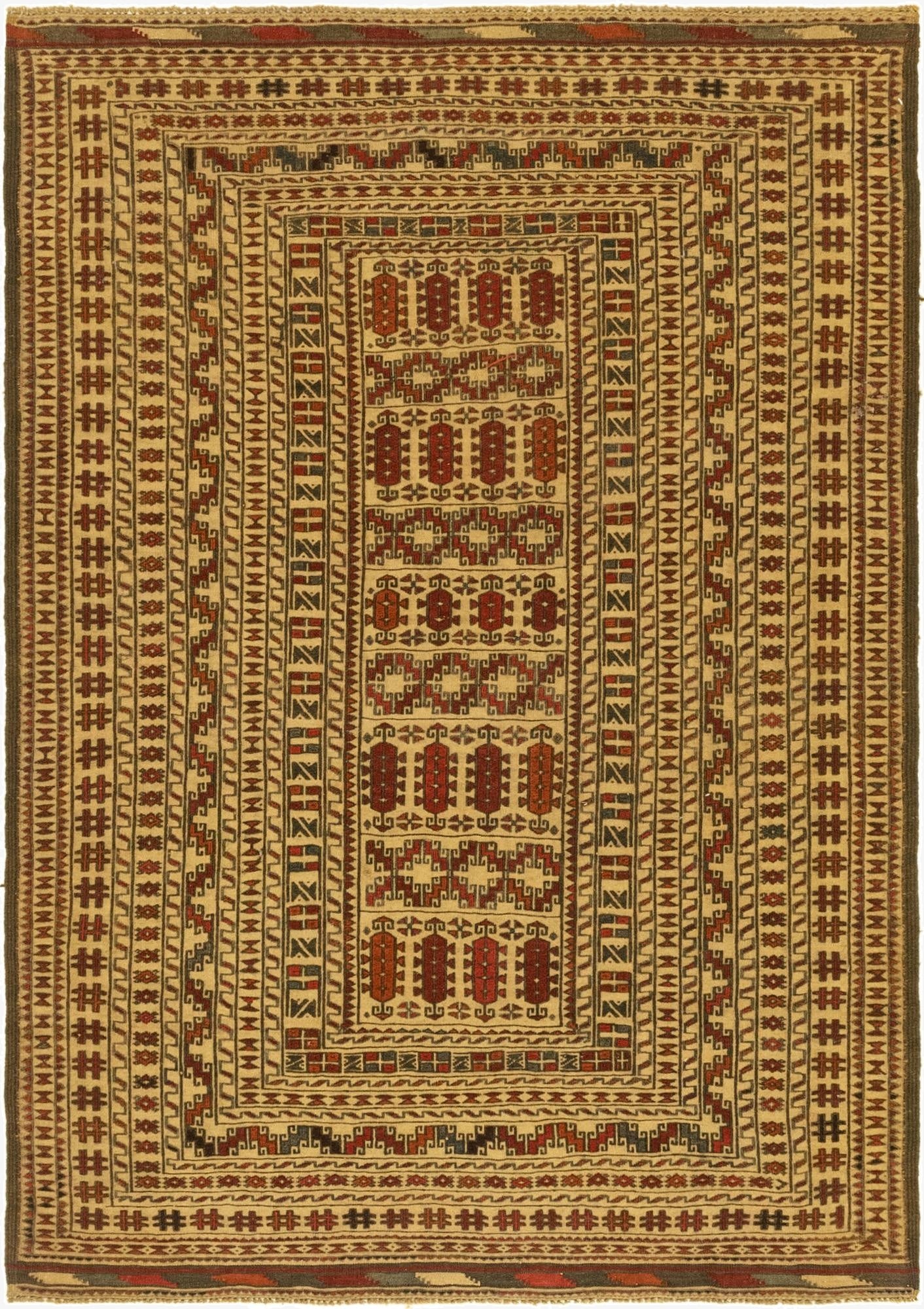  4' 3 x 6' 5  Hand Knotted Sumak Wool Rug