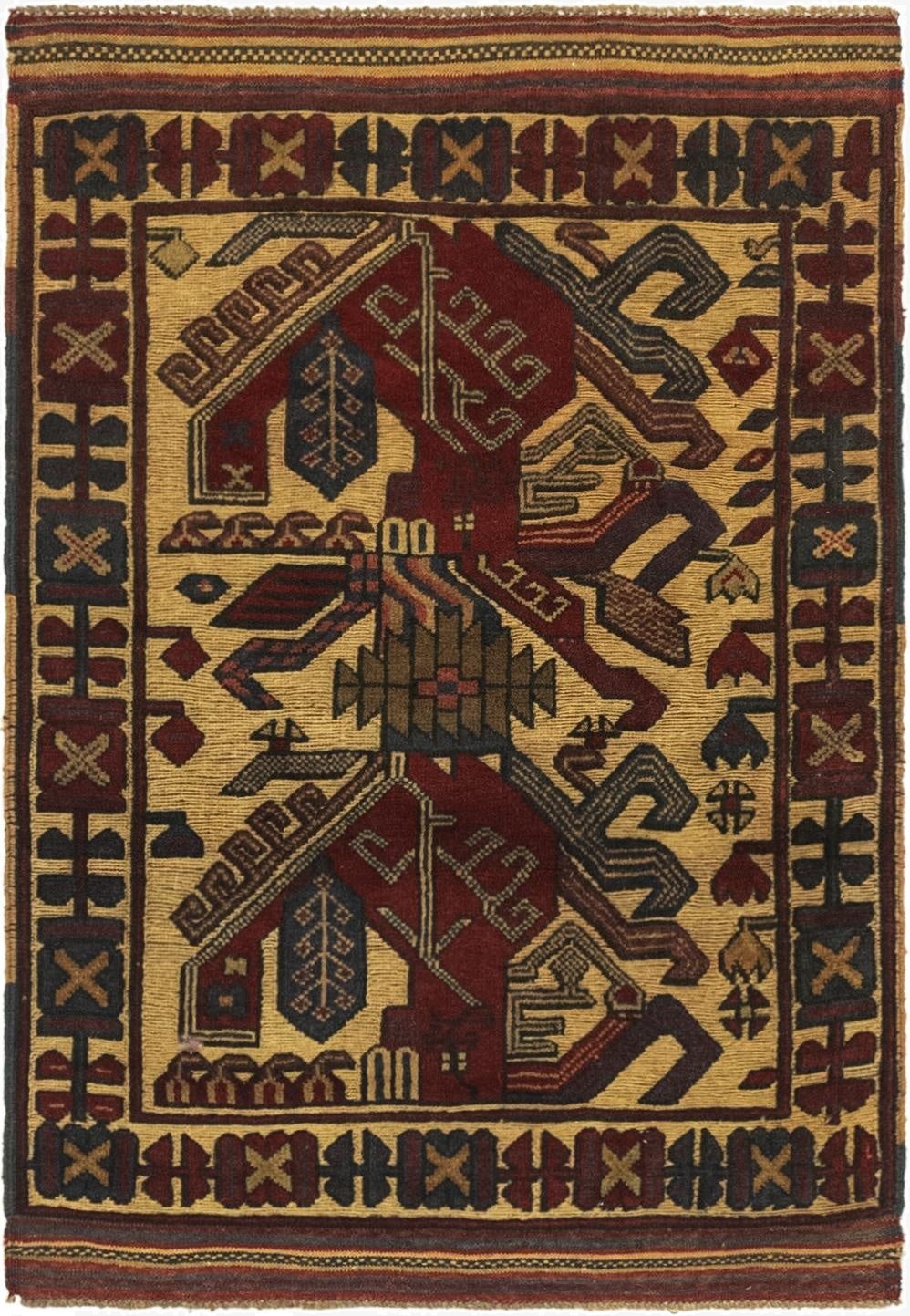  2' 11 x 4' 3  Hand Knotted Sumak Wool Rug