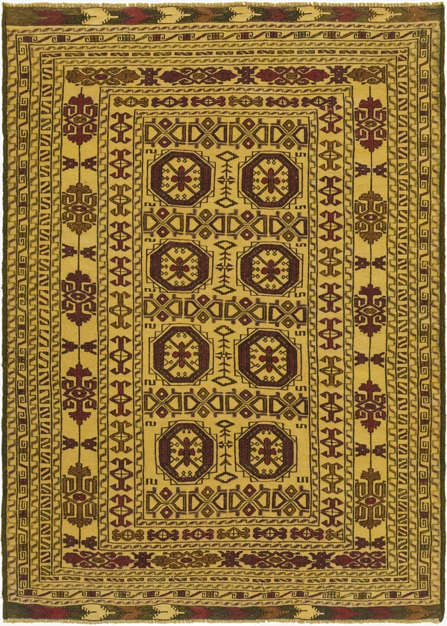  4' 3 x 6' 2  Hand Knotted Sumak Wool Rug