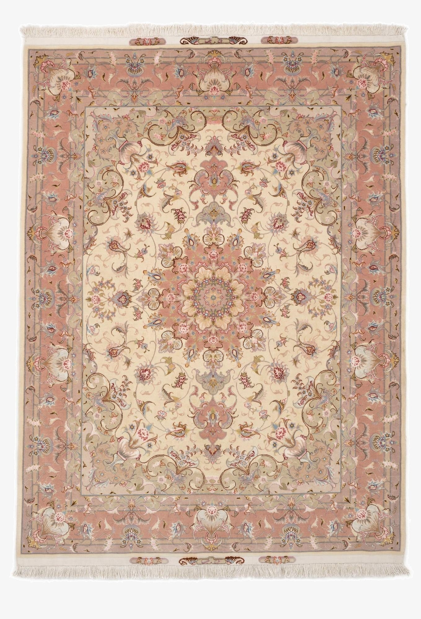  5' 1 x 6' 11  Hand Knotted Tabriz Persian Rug