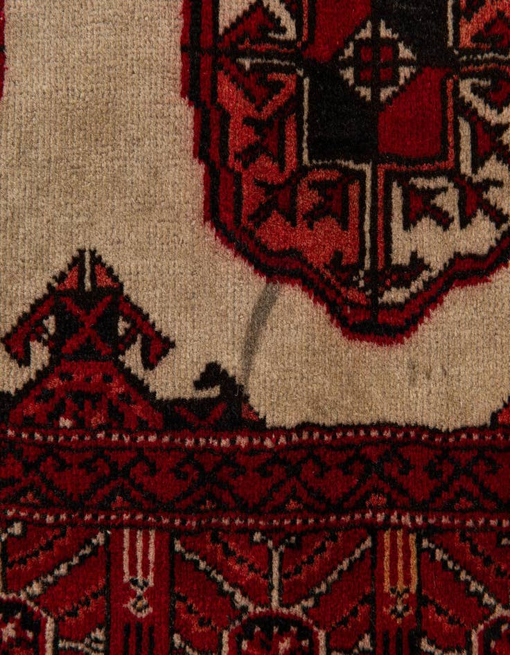 Detail image of  4' 2 x 5' 9  Hand Knotted Torkaman Persian Wool Rug