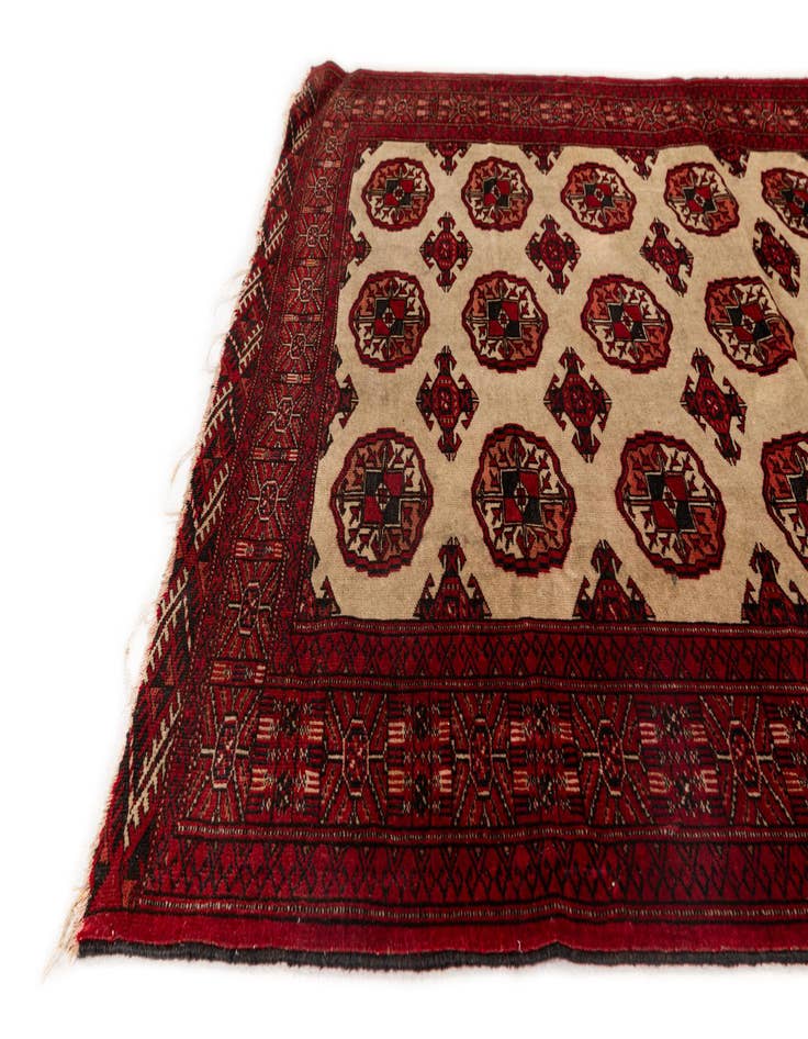 Detail image of  4' 2 x 5' 9  Hand Knotted Torkaman Persian Wool Rug