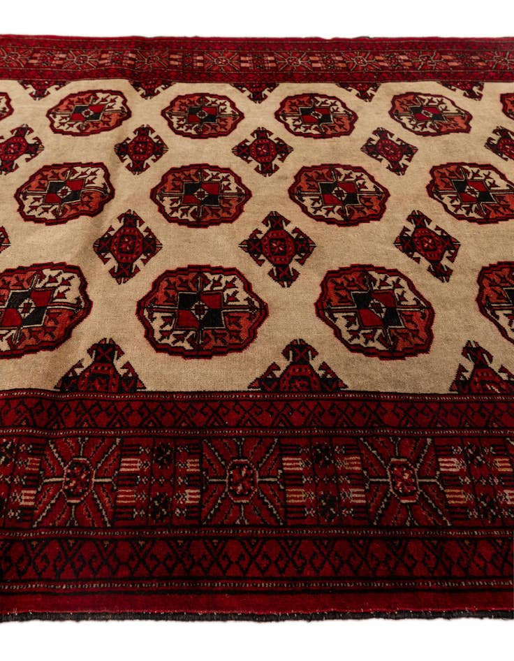 Detail image of  4' 2 x 5' 9  Hand Knotted Torkaman Persian Wool Rug