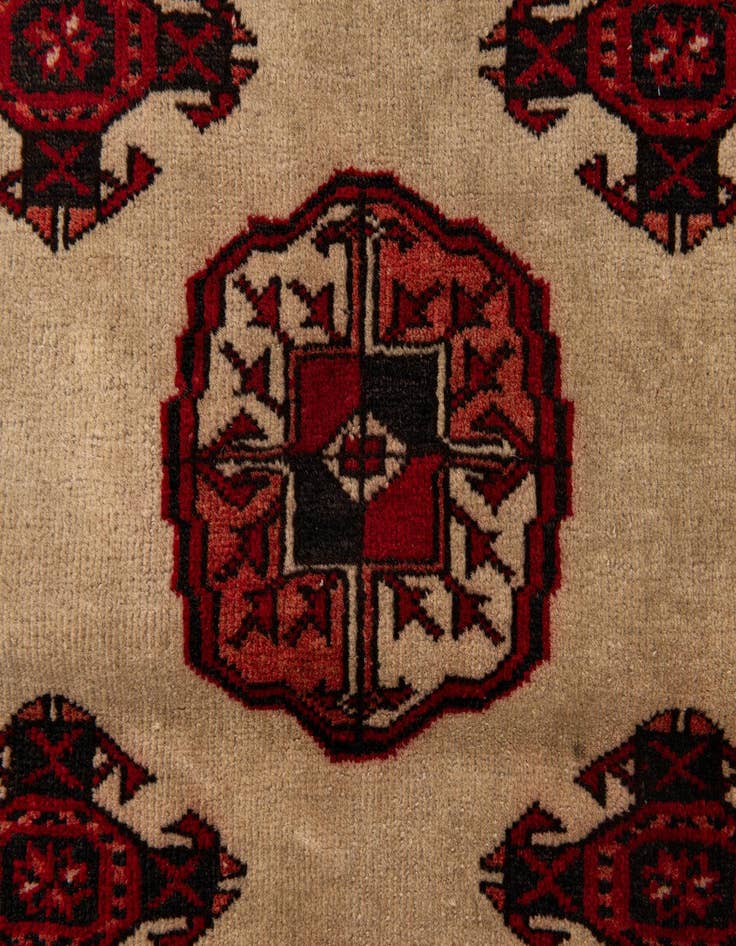 Detail image of  4' 2 x 5' 9  Hand Knotted Torkaman Persian Wool Rug