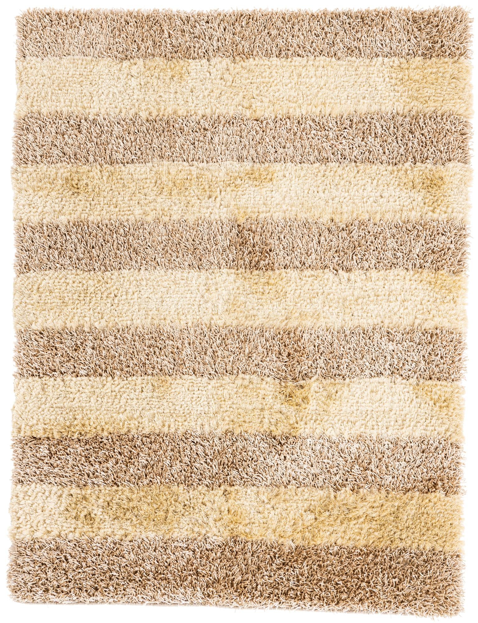  5' x 6' 8  Hand Knotted Two-Tone Shag Rug