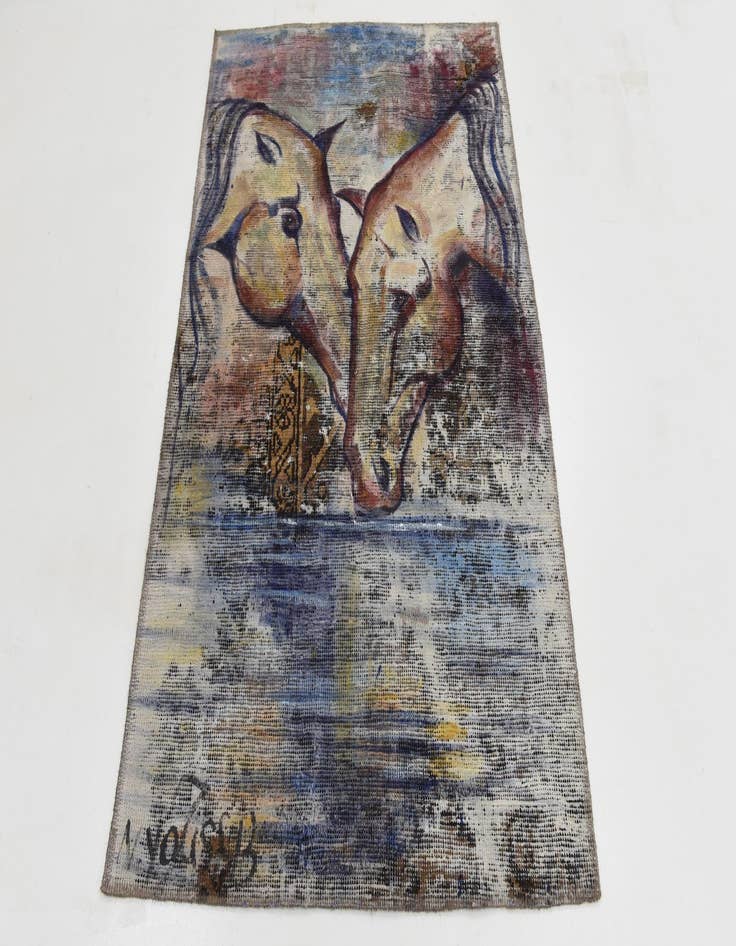 Detail image of  3' 2 x 4' 7  Hand Knotted Ultra Vintage Persian Wool Rug