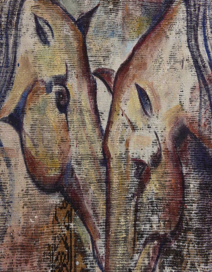 Detail image of  3' 2 x 4' 7  Hand Knotted Ultra Vintage Persian Wool Rug