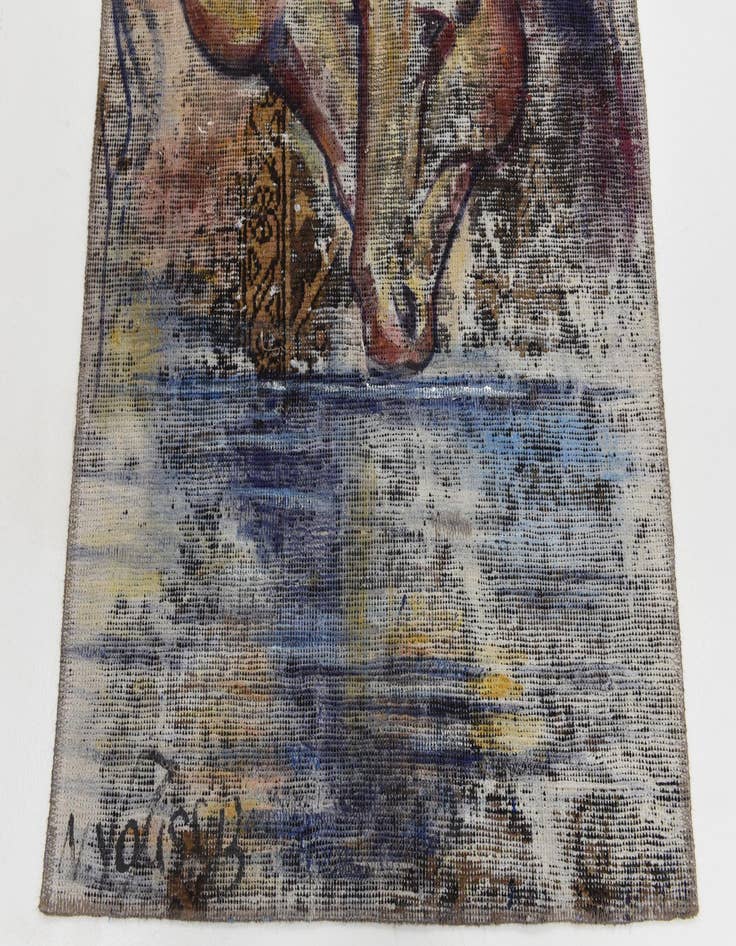 Detail image of  3' 2 x 4' 7  Hand Knotted Ultra Vintage Persian Wool Rug