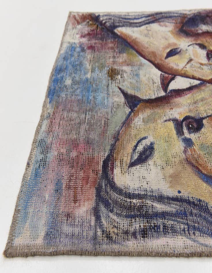 Detail image of  3' 2 x 4' 7  Hand Knotted Ultra Vintage Persian Wool Rug