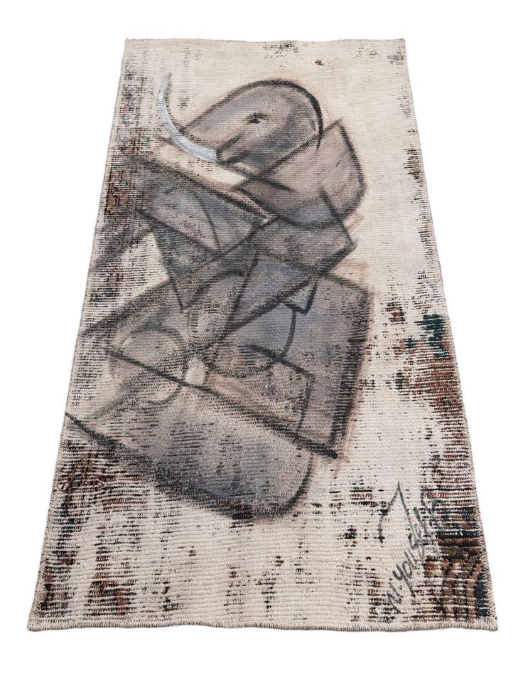 Detail image of  3' 2 x 4' 3  Hand Knotted Ultra Vintage Persian Wool Rug