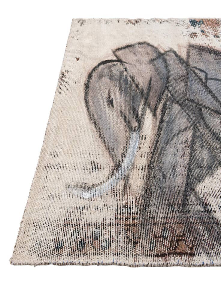 Detail image of  3' 2 x 4' 3  Hand Knotted Ultra Vintage Persian Wool Rug