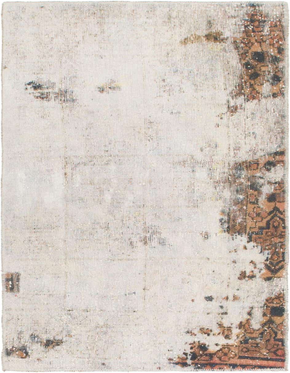 A 3x5 rectangular Ultra Vintage wool rug with a distressed ivory field and faded brown Persian patterns.
