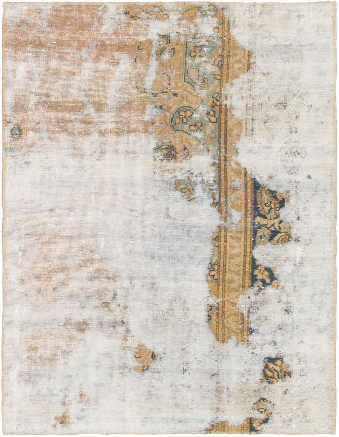 A 3x5 rectangular Ultra Vintage wool rug featuring a distressed Persian pattern in browns, tans, and ivories.