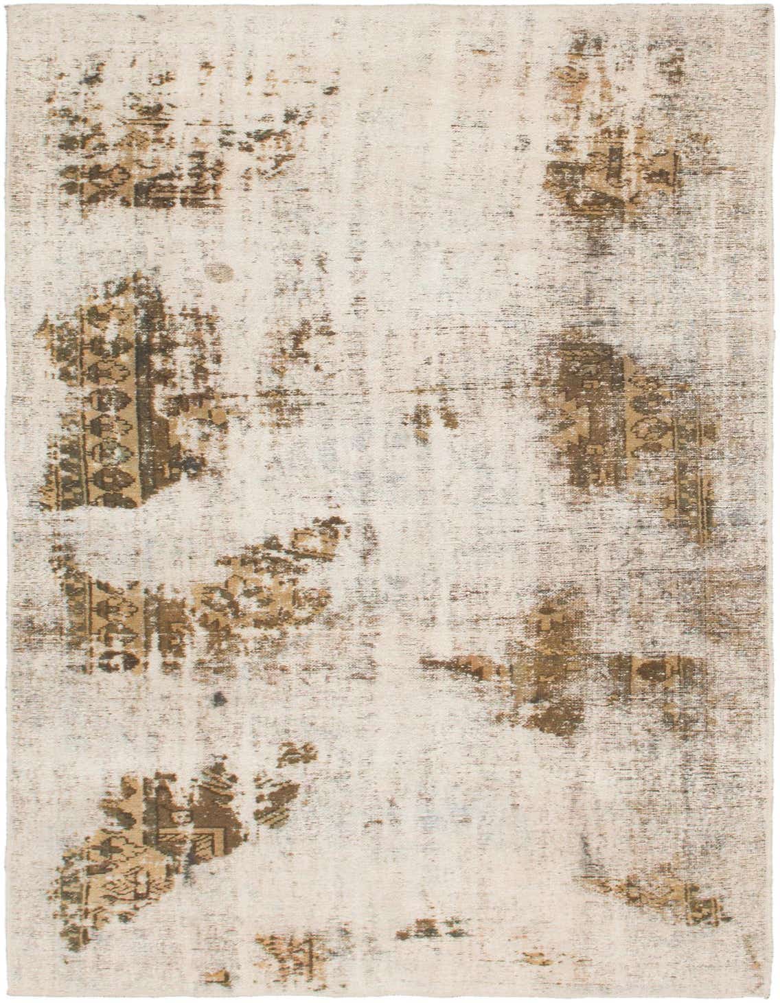 A 5x8 rectangular Ultra Vintage rug in browns, tans, and ivories, featuring a distressed Persian pattern.