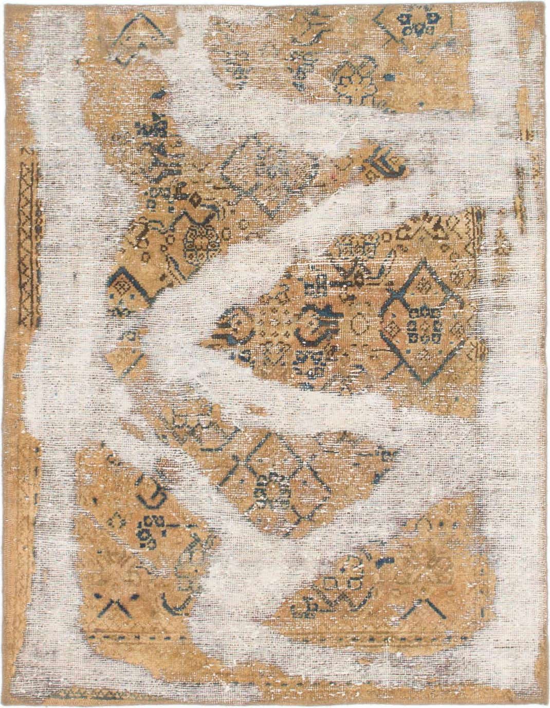 A 3x5 rectangular Ultra Vintage wool rug featuring a distressed brown and ivory abstract pattern, suitable for an entryway.