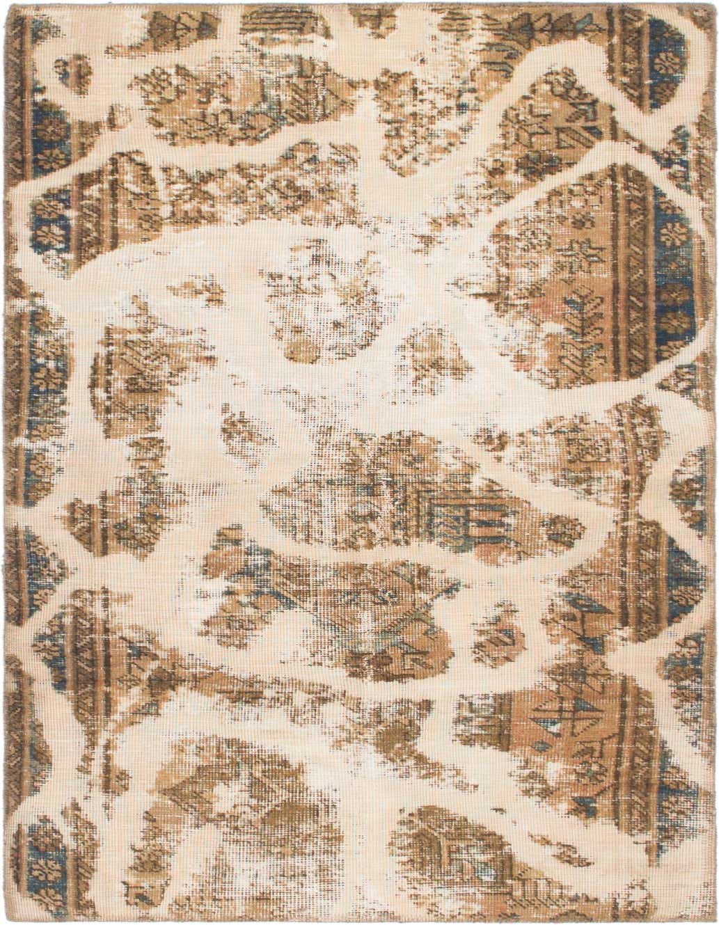 A 4x6 rectangular Ultra Vintage rug featuring an abstract, distressed Persian pattern in browns, tans, and ivories.