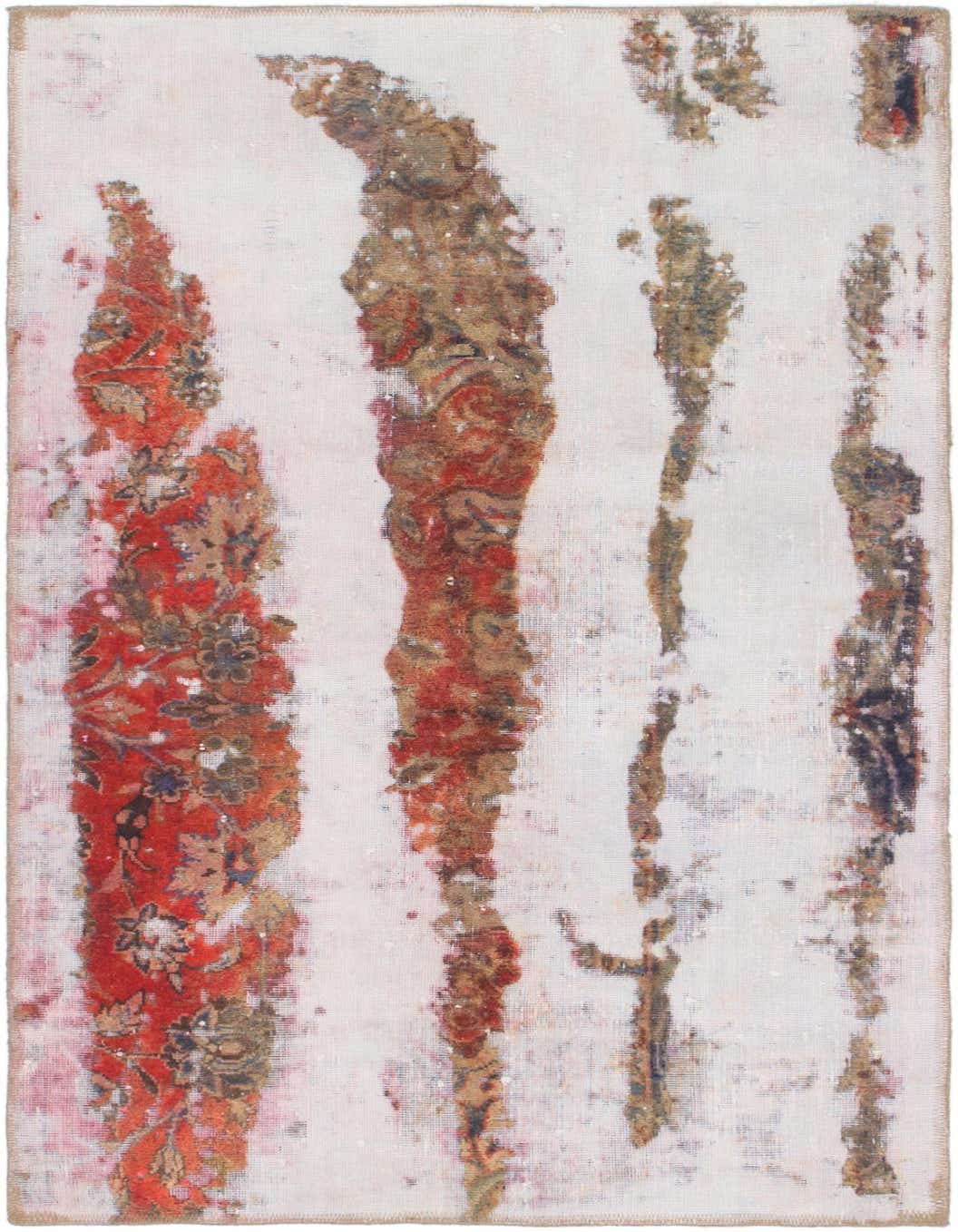 A 3x5 rectangular Ultra Vintage wool rug featuring abstract brown and tan patterns on an ivory and cream background.