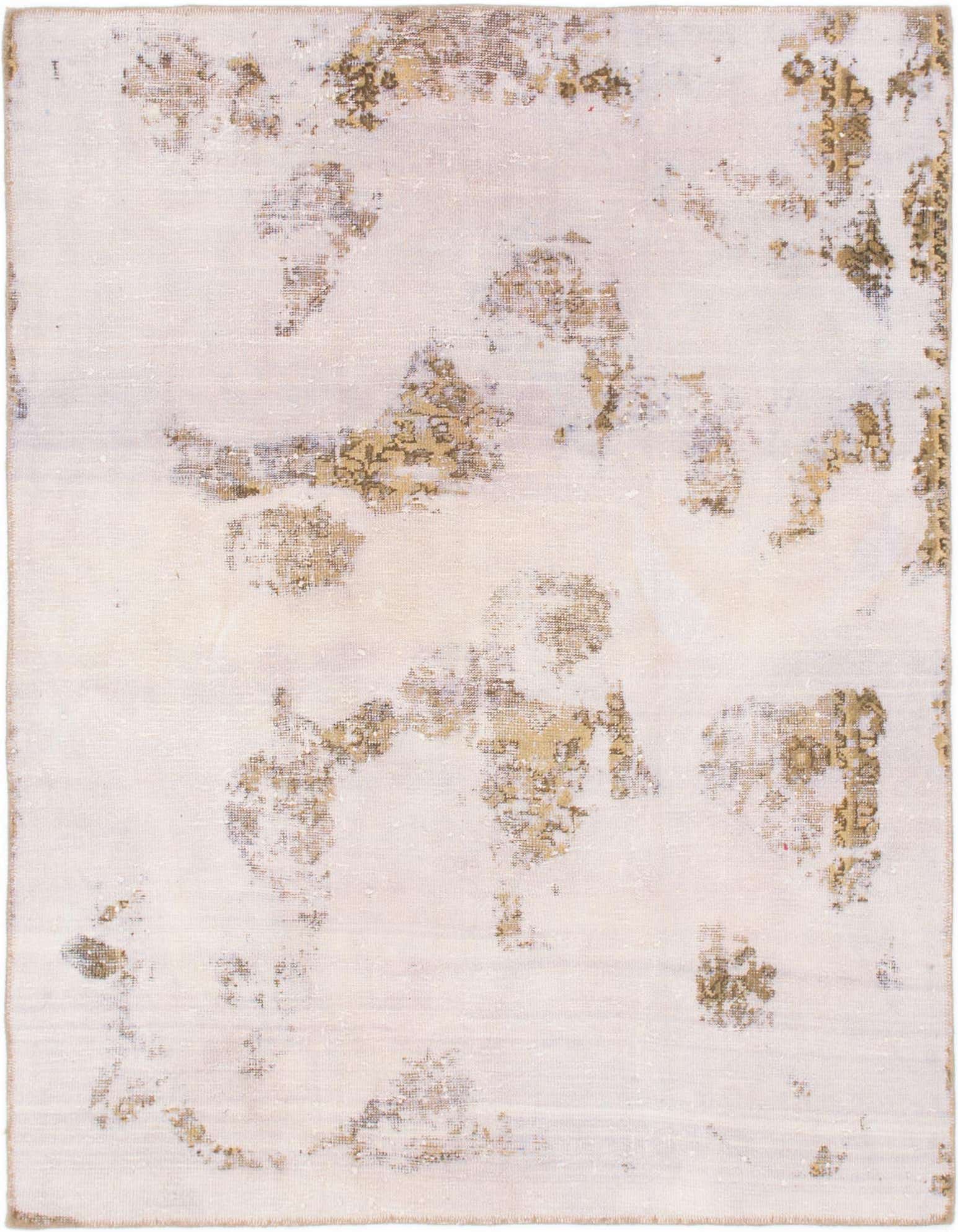 A 4x6 rectangular Ultra Vintage wool rug with an abstract Persian pattern in brown and ivory tones.