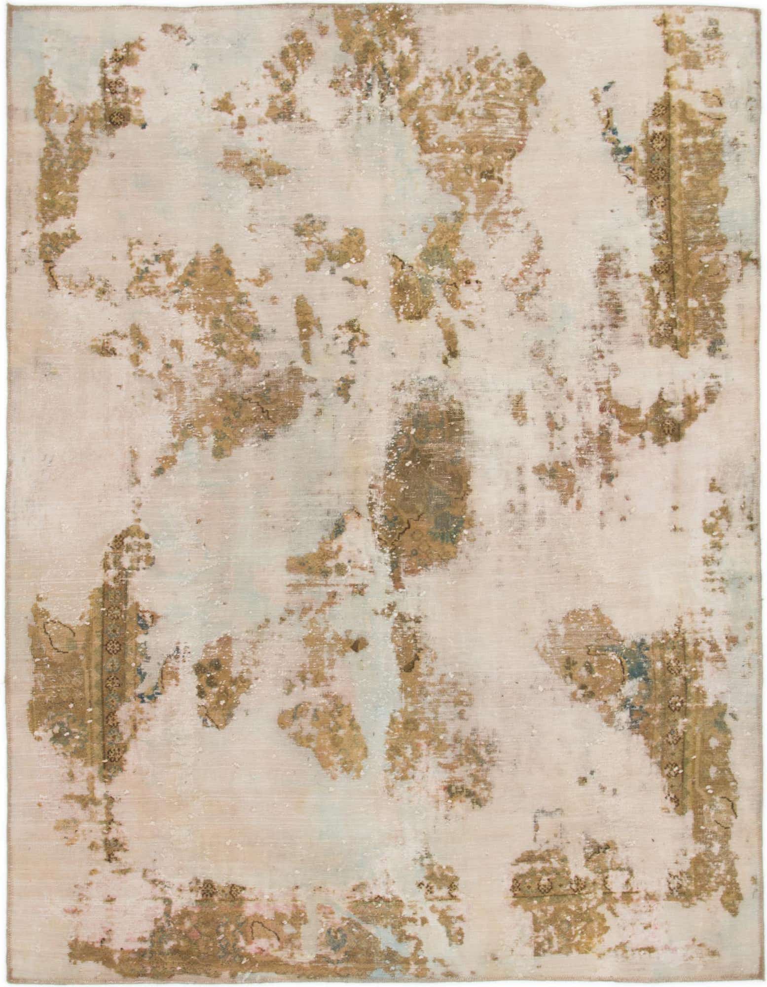 A 5x8 rectangular Ultra Vintage rug featuring an abstract, distressed Persian pattern in brown, tan, and ivory.
