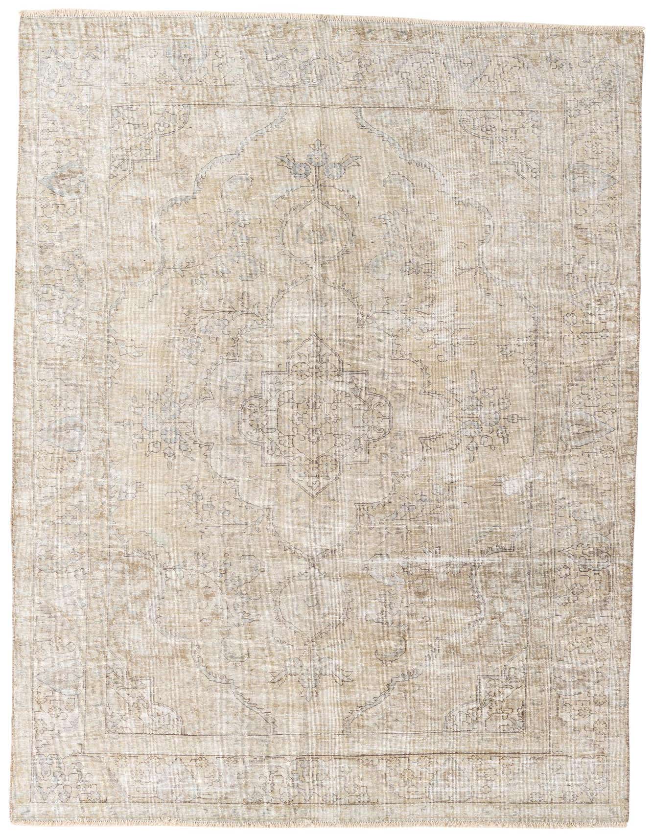 A 6x9 rectangular Ultra Vintage wool rug in shades of brown and ivory, featuring a distressed Persian medallion pattern.