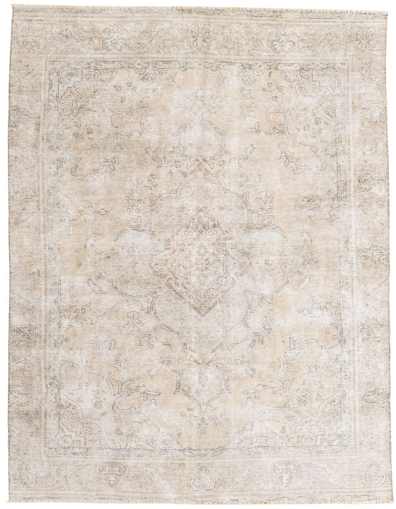 A 6x9 rectangular Ultra Vintage rug in shades of brown and tan, featuring a faded Persian medallion pattern.