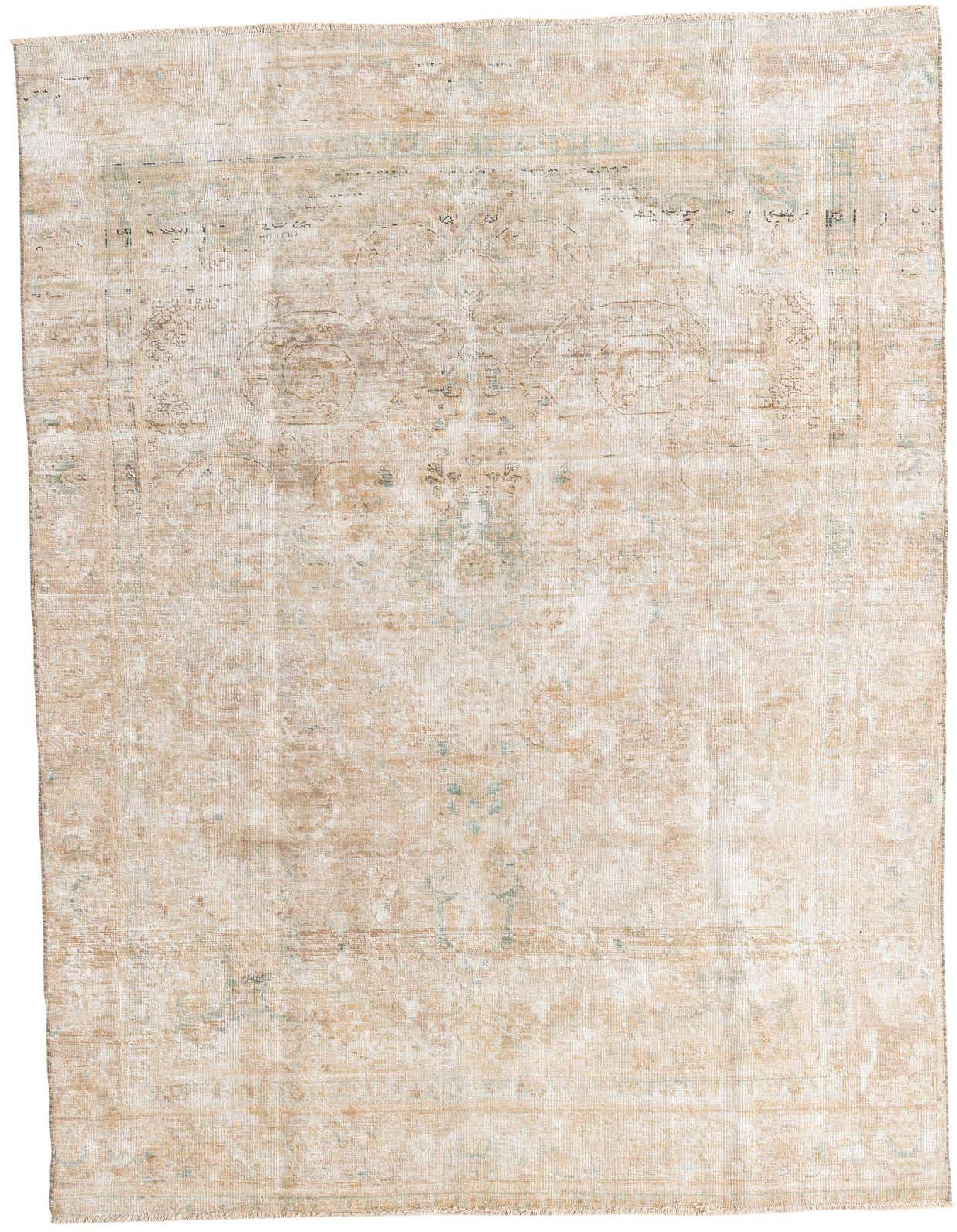 A 6x9 rectangular Ultra Vintage rug in browns, tans, and ivories, featuring a faded Persian medallion pattern.