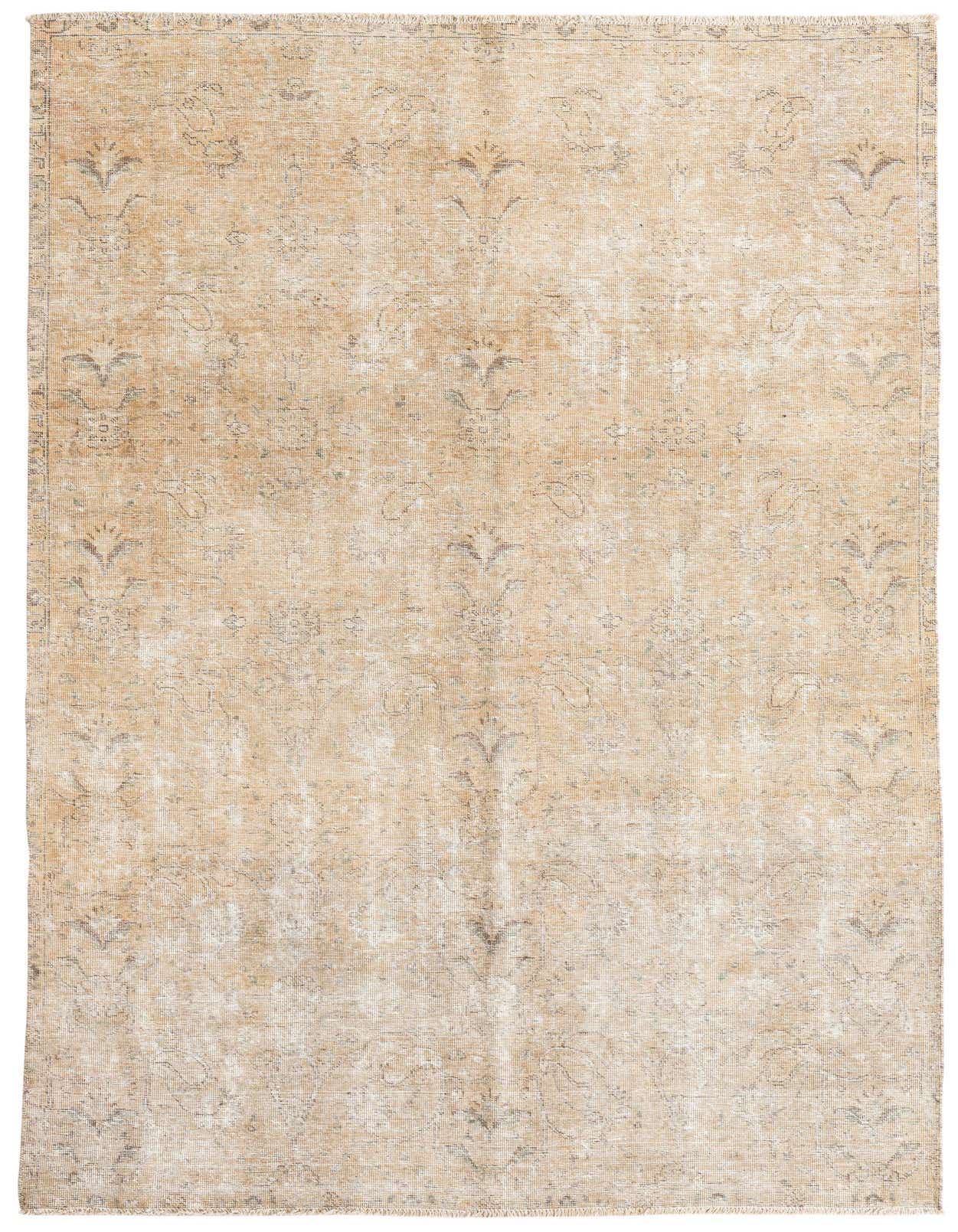A 6x9 rectangular Ultra Vintage wool rug in shades of brown, tan, and cream with a faded Persian pattern.