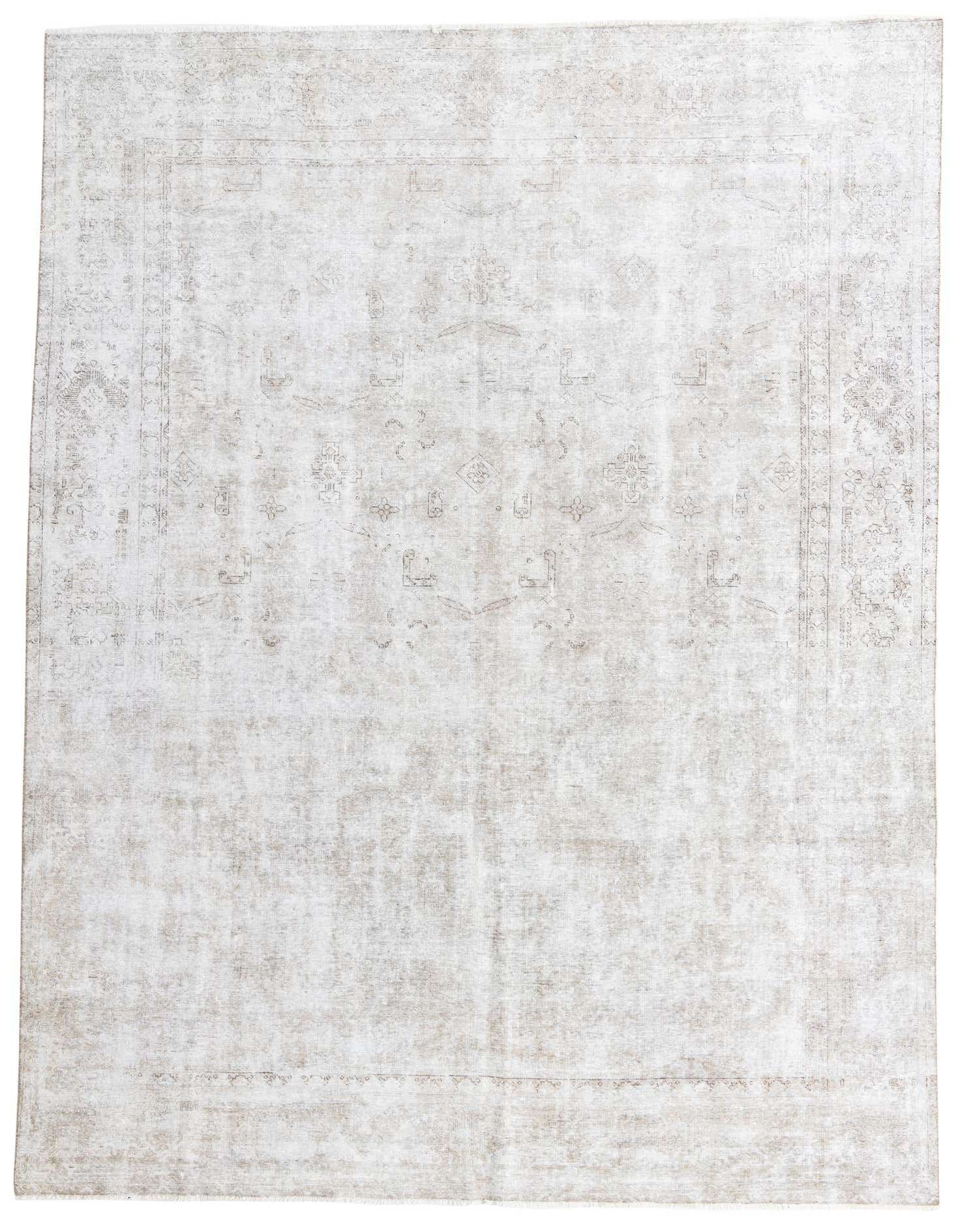 A 9x12 rectangular Rugs.com Ultra Vintage rug in browns, tans, and creams, featuring a faded Persian-style pattern.
