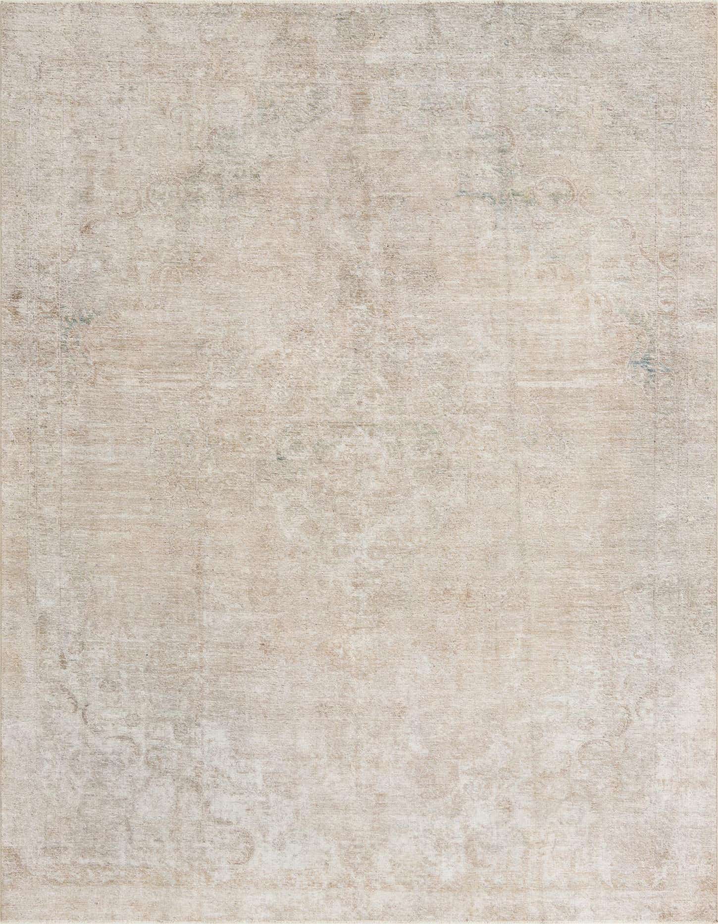 An 8x11 rectangular Ultra Vintage wool rug in shades of brown, tan, and cream with a distressed Persian medallion pattern, perfect for a living room.