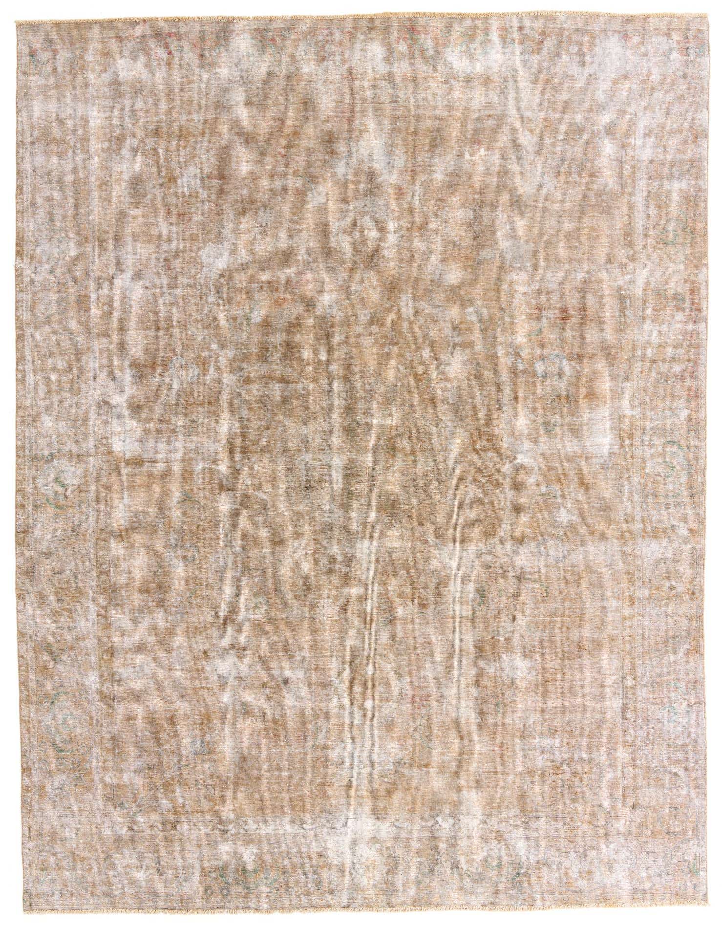 A 9x12 rectangular Ultra Vintage rug in shades of brown and ivory, featuring a faded Persian-inspired pattern.