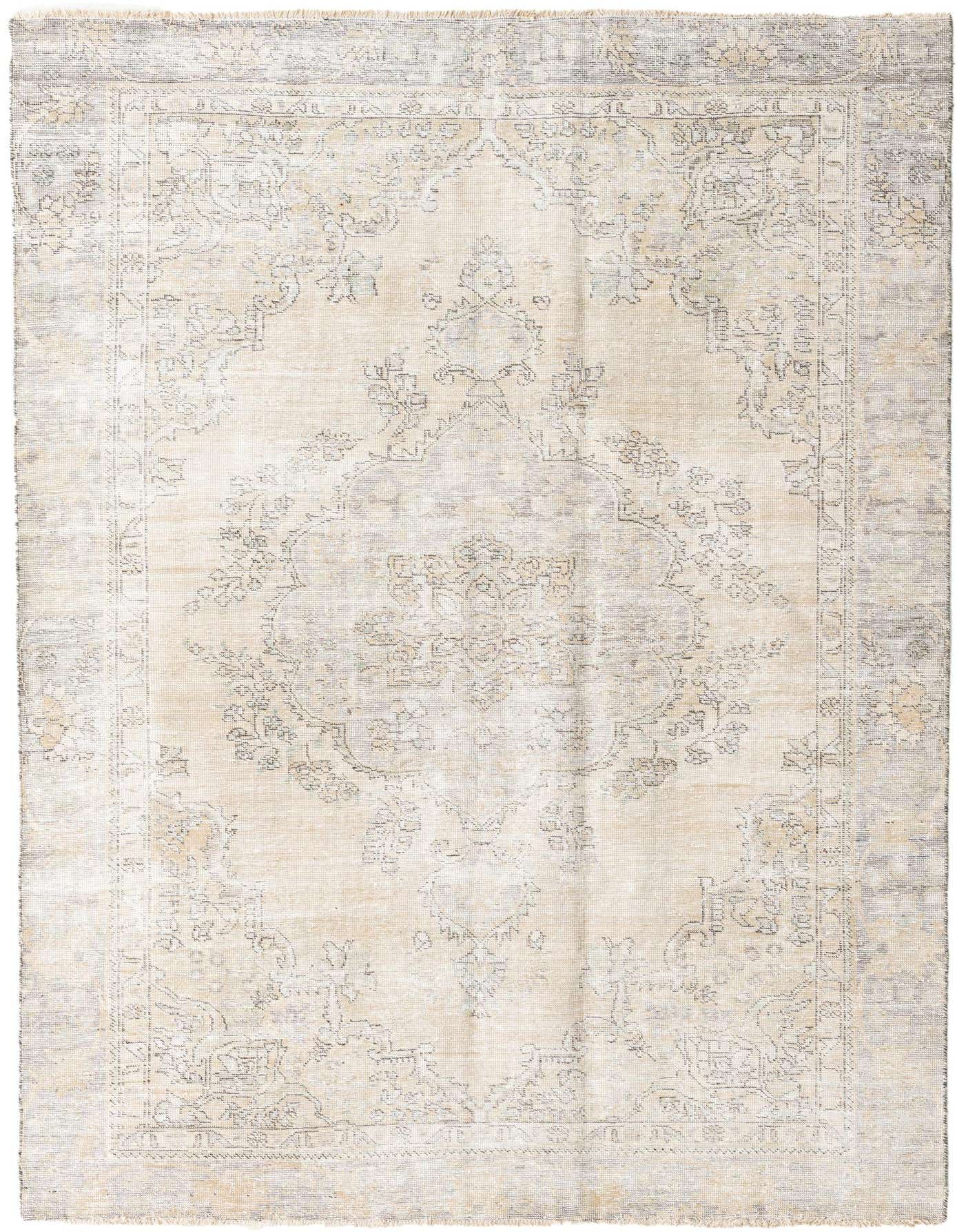 A 6x9 rectangular Ultra Vintage rug featuring a faded Persian medallion pattern in brown and ivory tones.