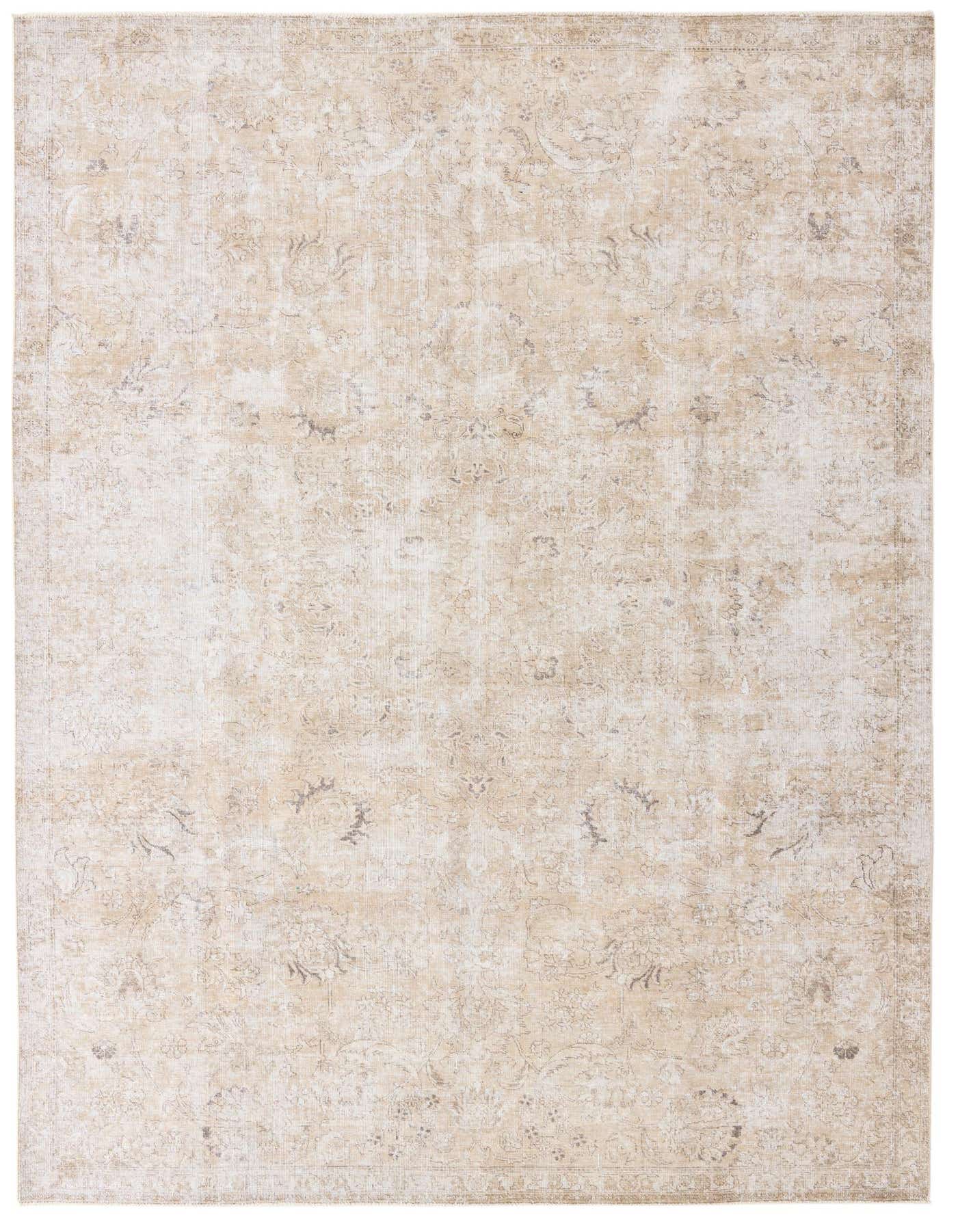 A 7x10 rectangular Ultra Vintage rug in shades of brown, tan, and cream, featuring a distressed Persian floral pattern.