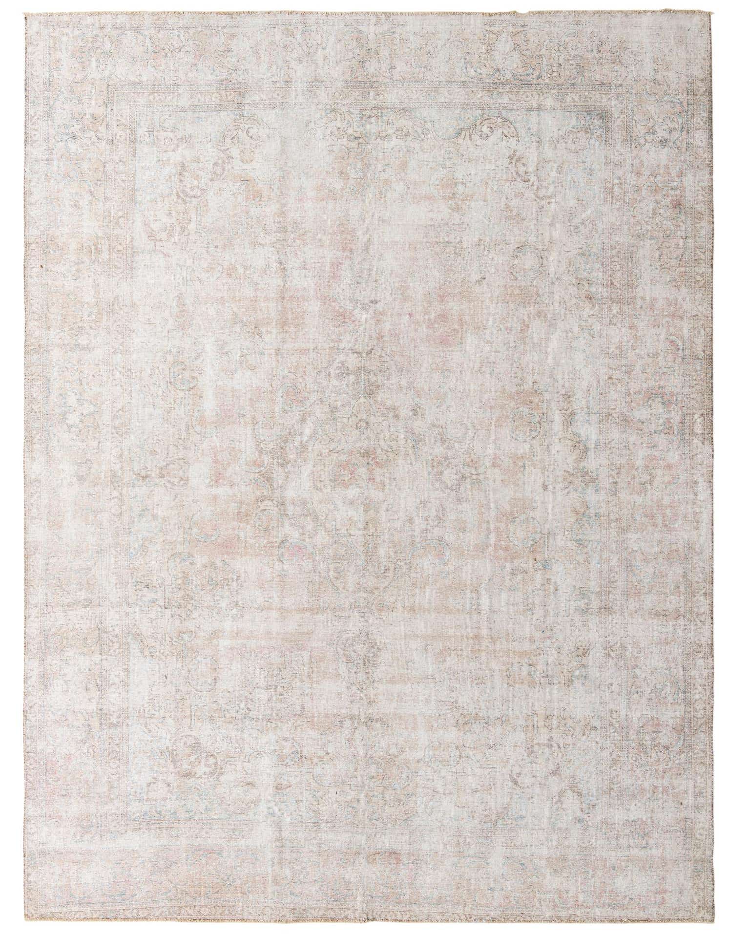 A 10x13 rectangular Ultra Vintage rug in muted browns, tans, and creams with a subtle Persian medallion pattern.