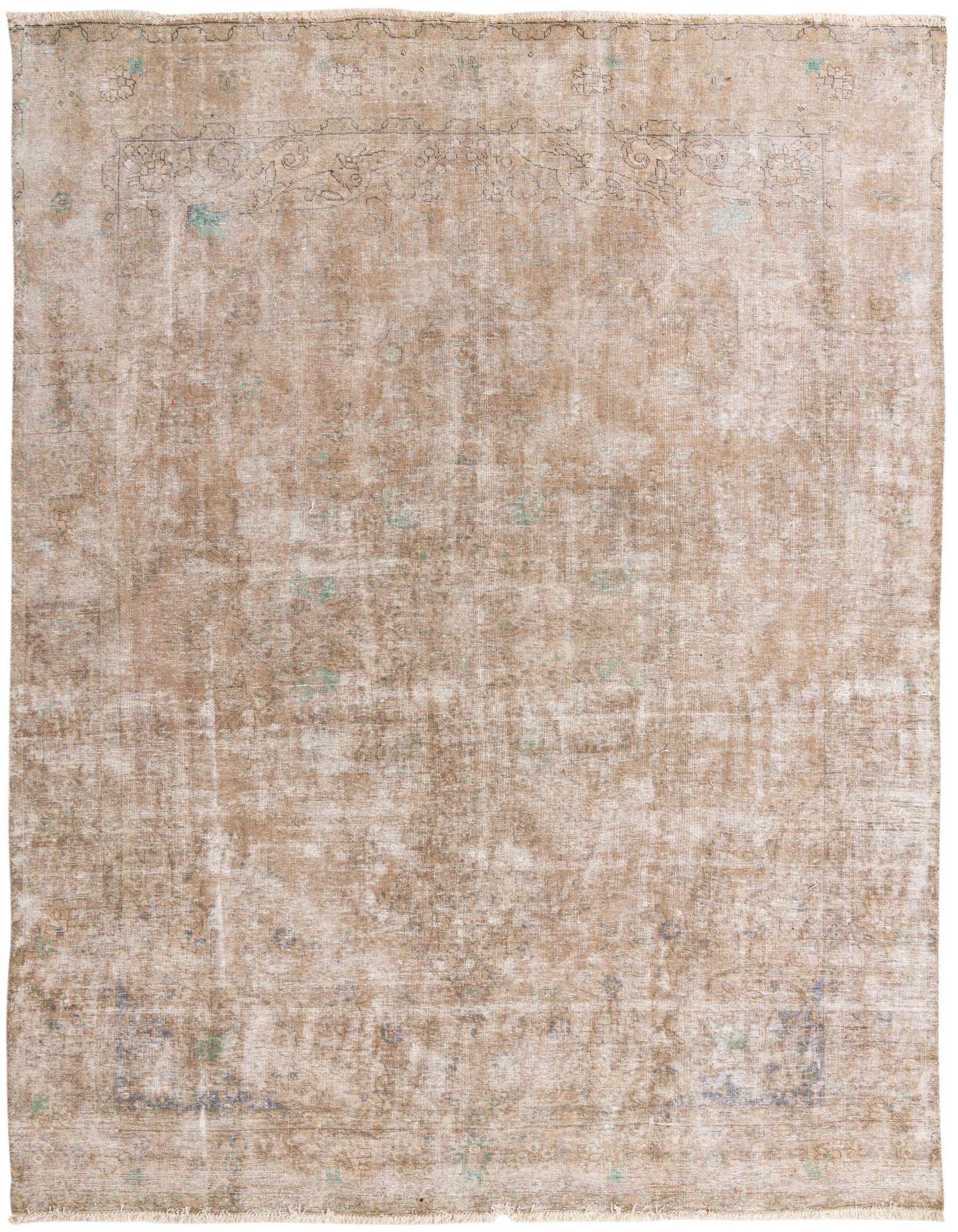 A 10x13 rectangular Ultra Vintage wool rug in shades of brown, tan, and cream with subtle Persian-inspired patterns, ideal for a living room.