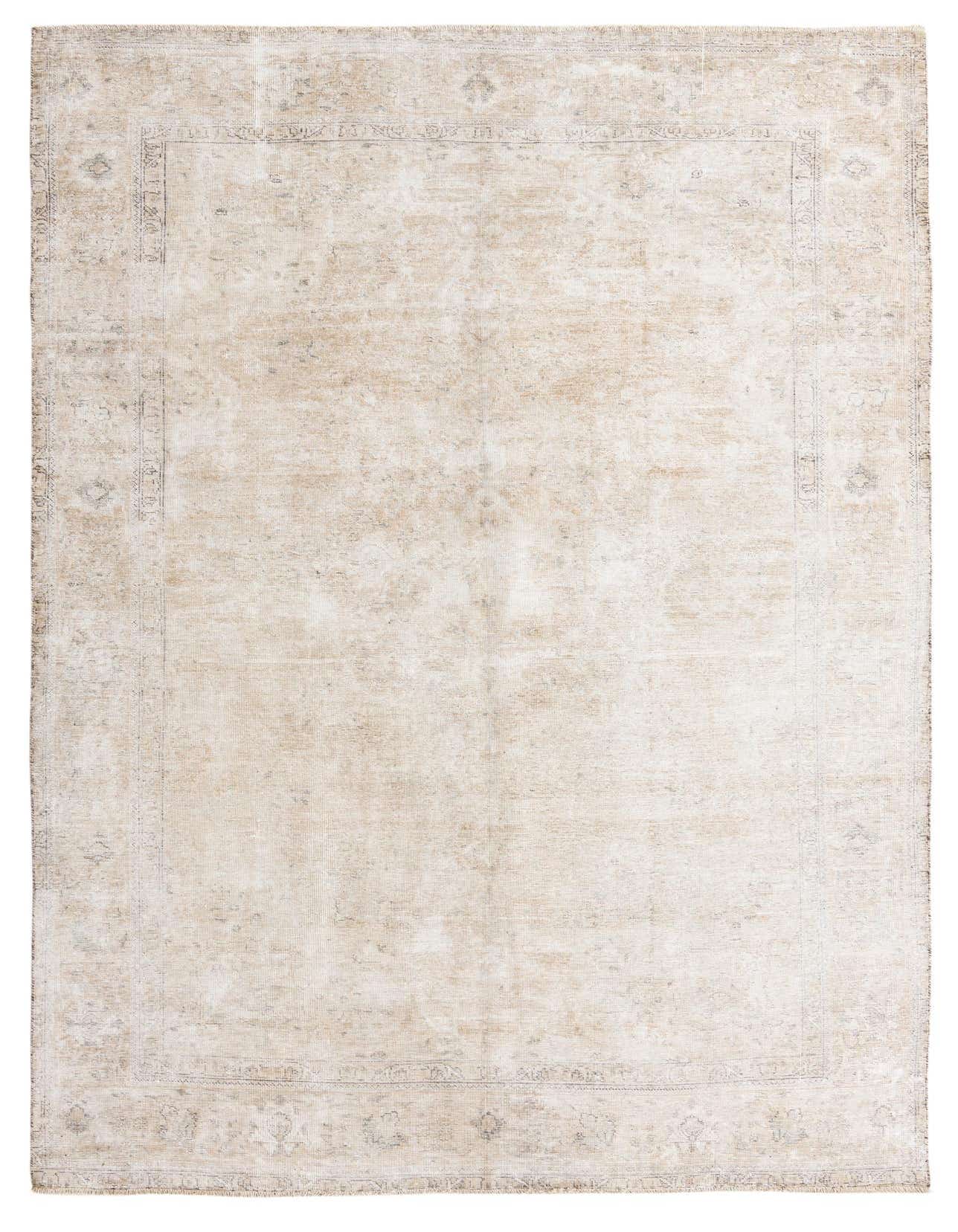 A 6x9 rectangular Ultra Vintage wool rug in shades of brown, tan, and cream with a distressed Persian pattern.