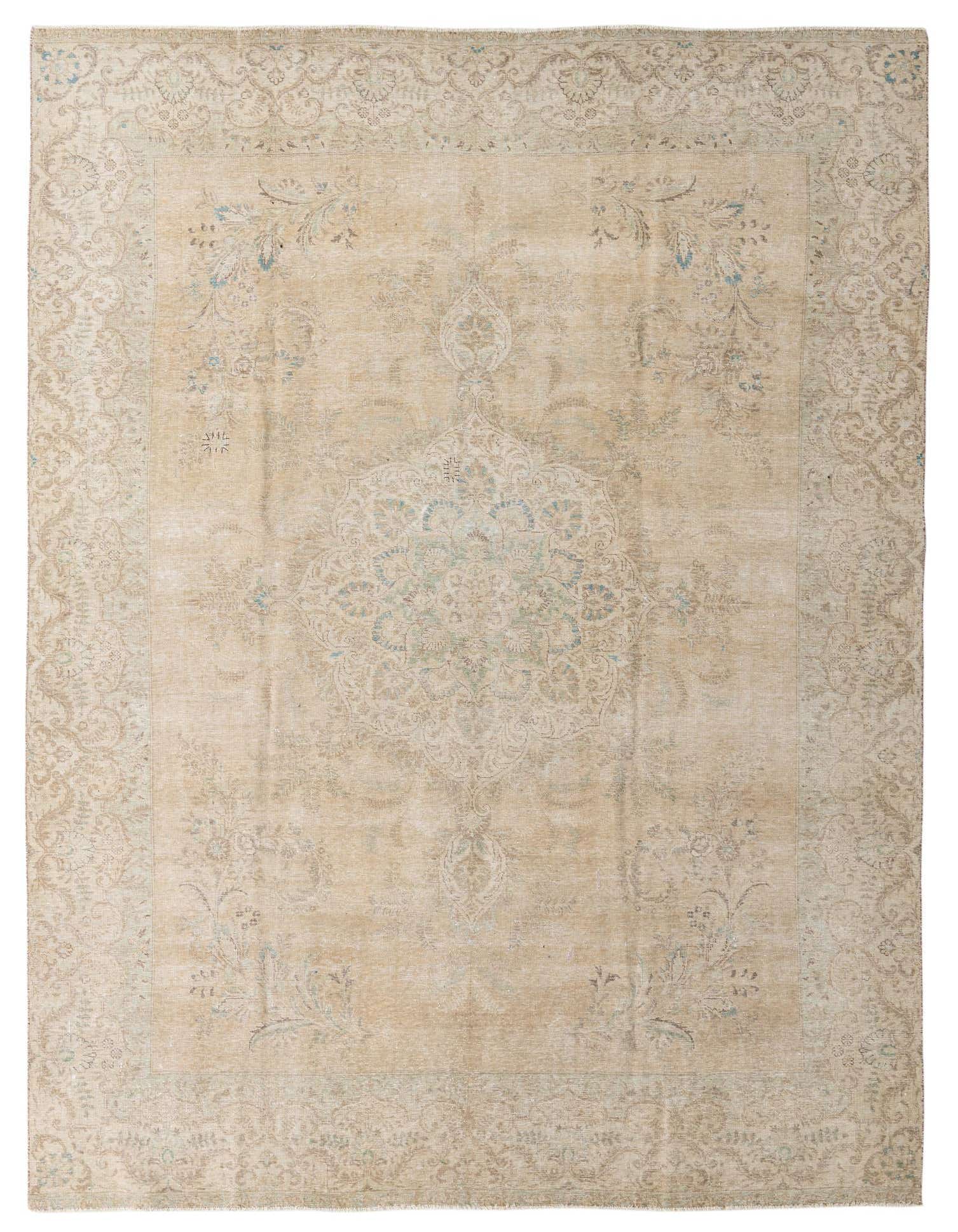 A 9x12 rectangular Ultra Vintage rug in shades of brown and tan with a faded Persian medallion pattern, ideal for a living room.