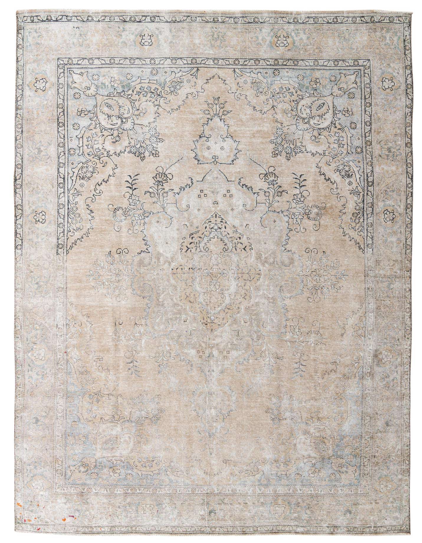 A 10x13 rectangular Ultra Vintage rug featuring a faded Persian medallion pattern in brown, tan, and cream tones.