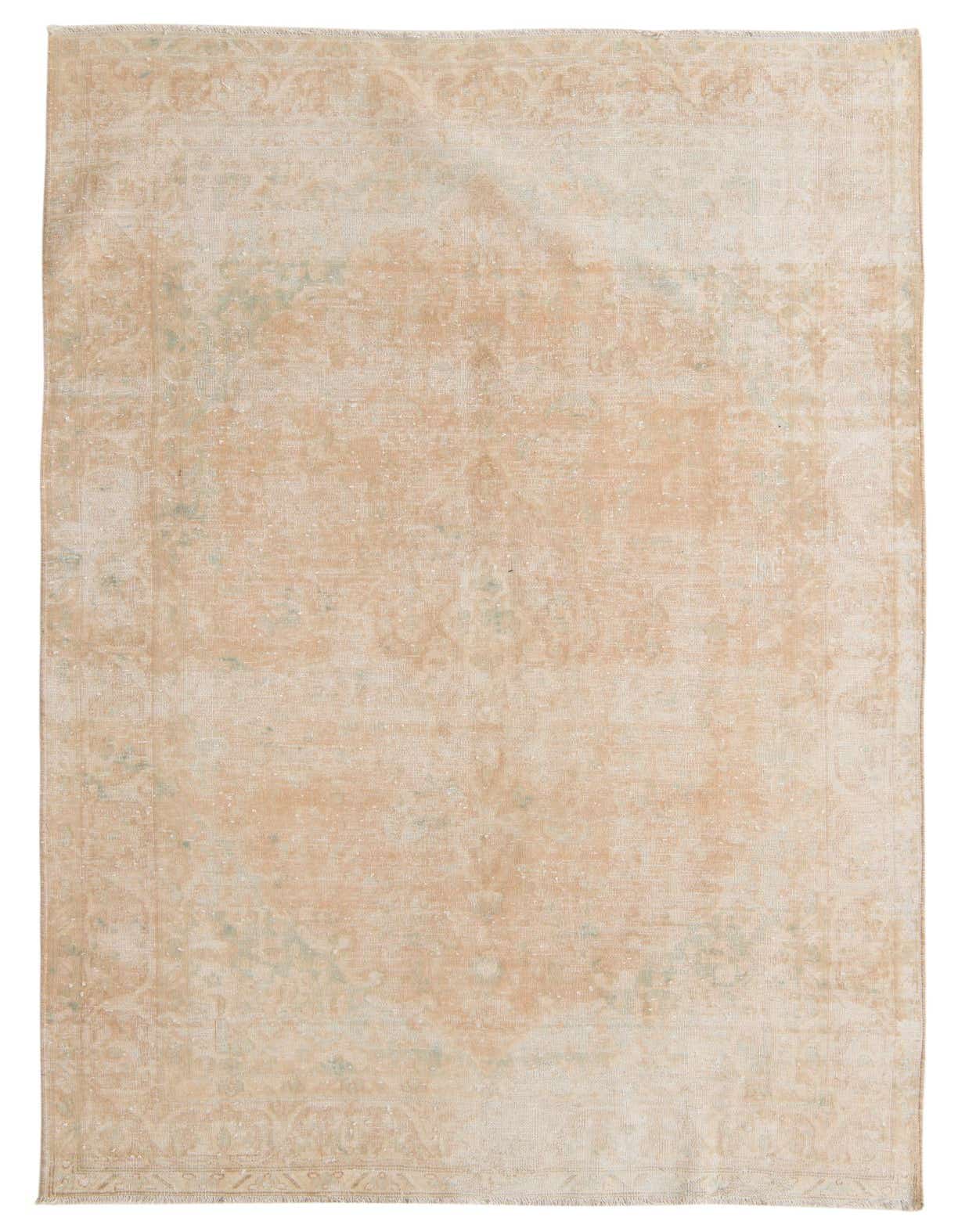 A 5x8 rectangular Ultra Vintage wool rug in shades of brown, tan, and cream, featuring a faded Persian-style pattern.