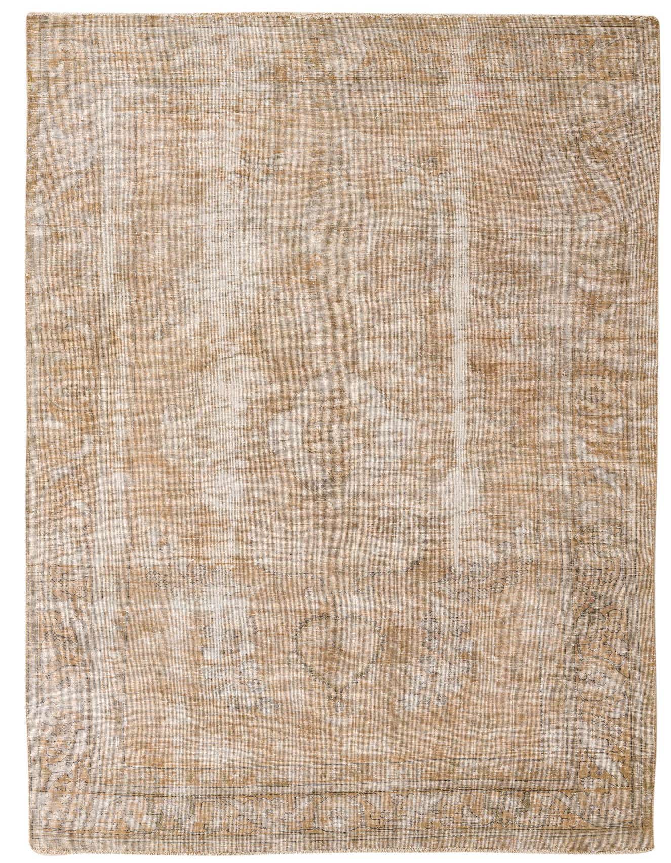 A 6x9 rectangular Ultra Vintage wool rug in shades of brown and ivory, featuring a distressed Persian medallion pattern.