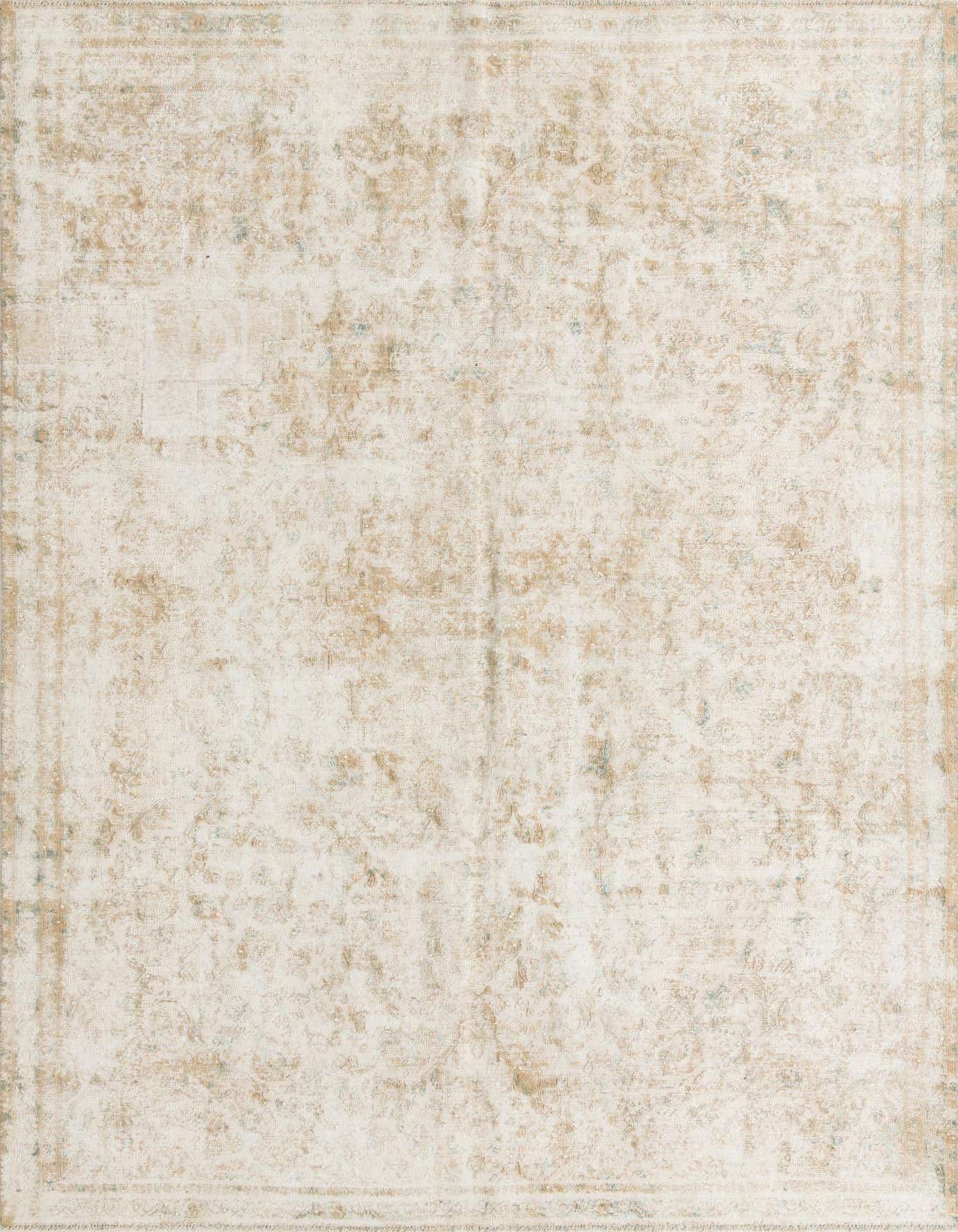 A 7x10 rectangular Ultra Vintage rug with a distressed Persian medallion pattern in brown, tan, and cream tones.