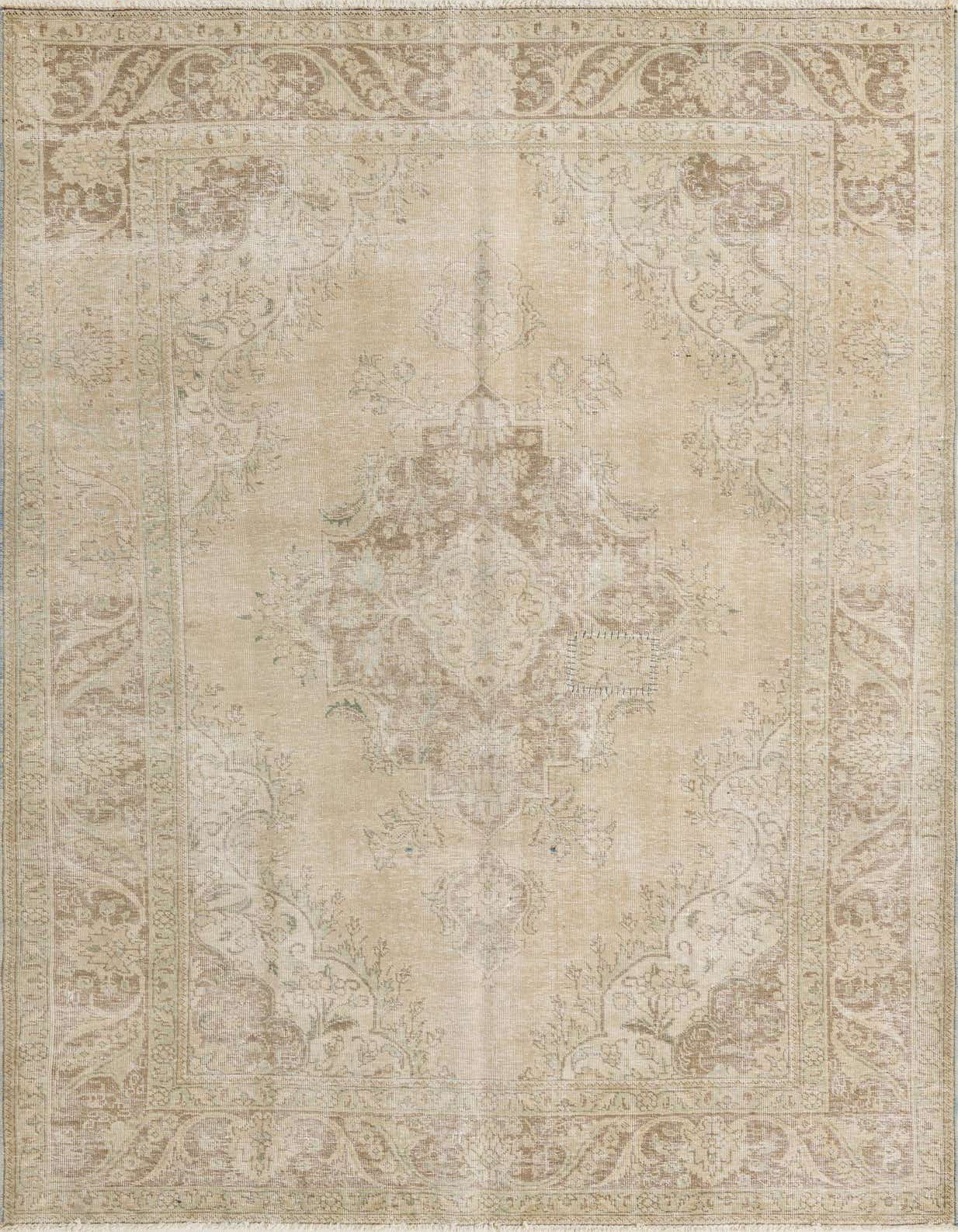 A rectangular 8x10 Ultra Vintage rug by Rugs.com, featuring a faded Persian medallion pattern in brown and cream tones.