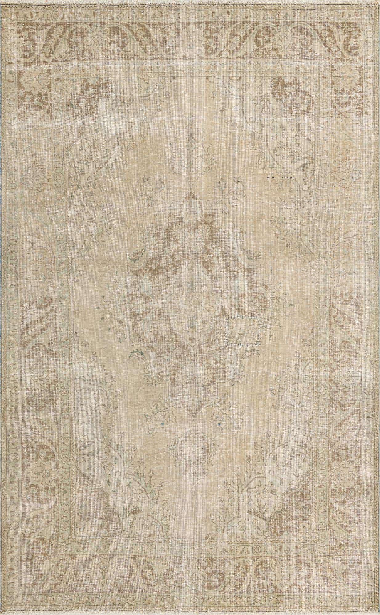 A rectangular 8x10 Ultra Vintage rug by Rugs.com, featuring a faded Persian medallion pattern in brown and cream tones.