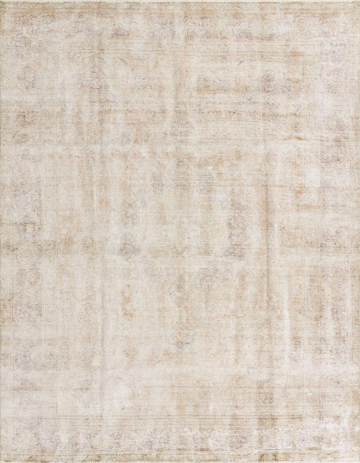 An 8x11 rectangular Ultra Vintage wool rug in shades of brown, tan, and cream, featuring a faded Persian medallion pattern.