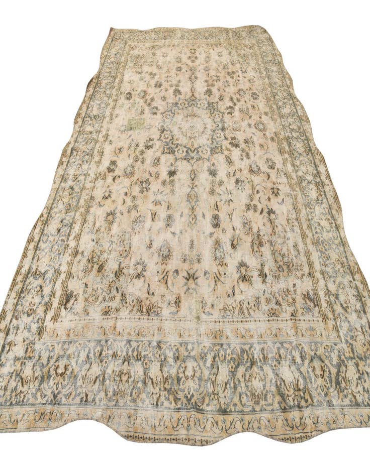 Detail image of  9' 5 x 13'  Hand Knotted Ultra Vintage Persian Wool Rug