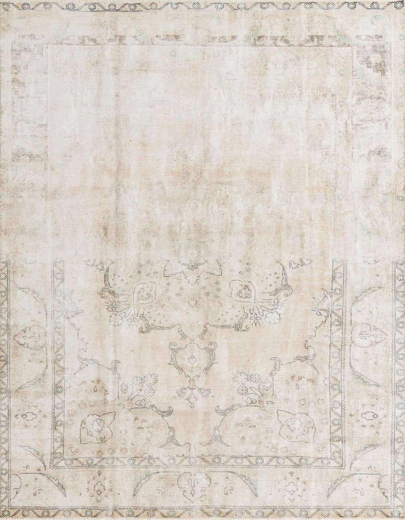 An 8x11 rectangular Ultra Vintage rug featuring a faded Persian medallion pattern in browns, tans, and creams.