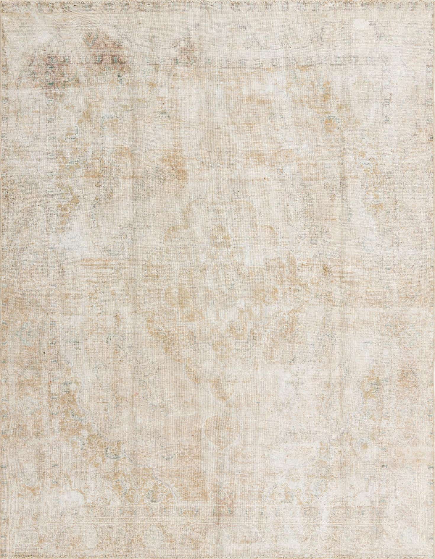 A rectangular 8x11 Ultra Vintage wool rug in shades of brown, tan, and cream with a subtle Persian medallion pattern.