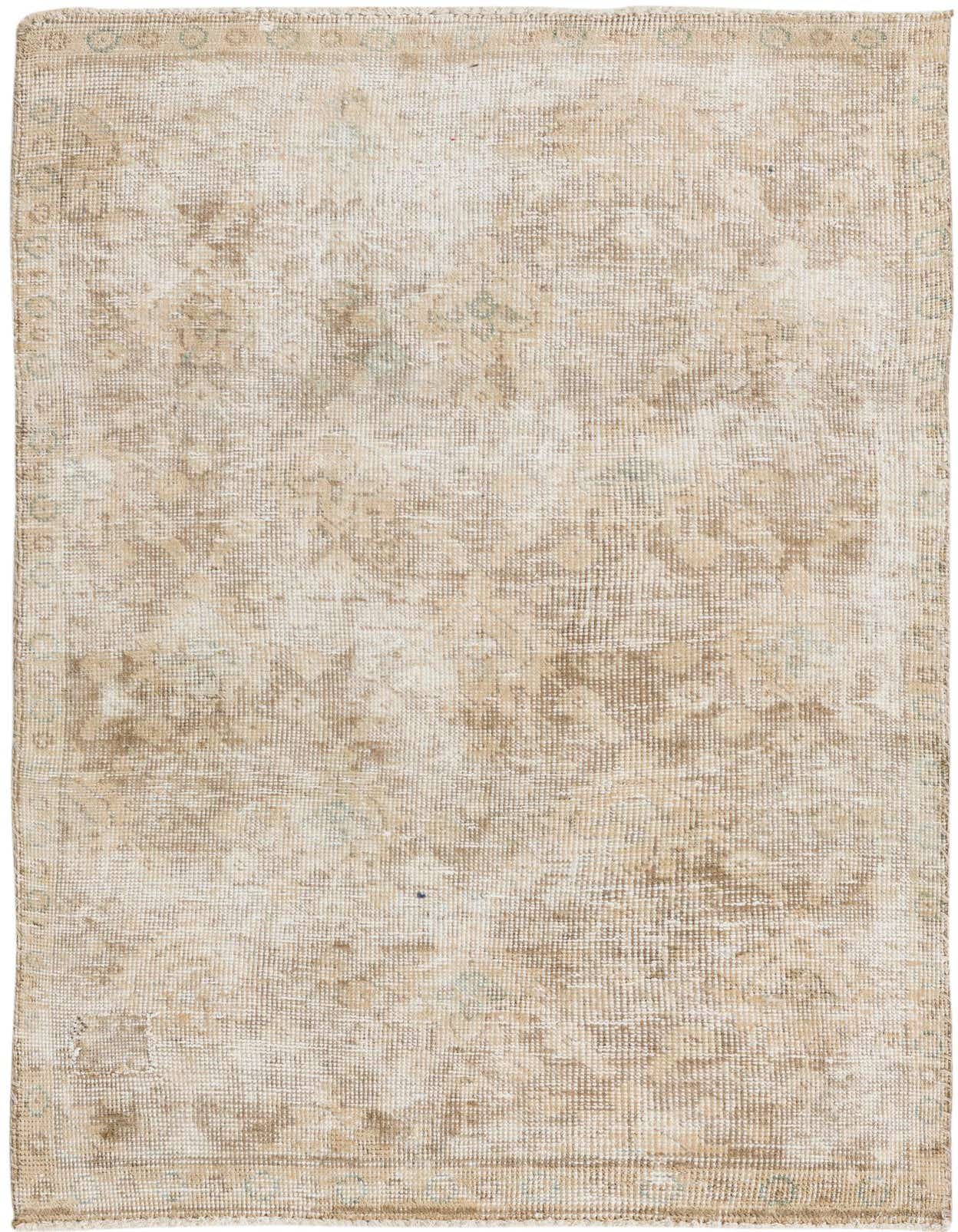 A 3x5 rectangular Ultra Vintage wool rug with a faded Persian medallion pattern in browns, tans, and ivories.